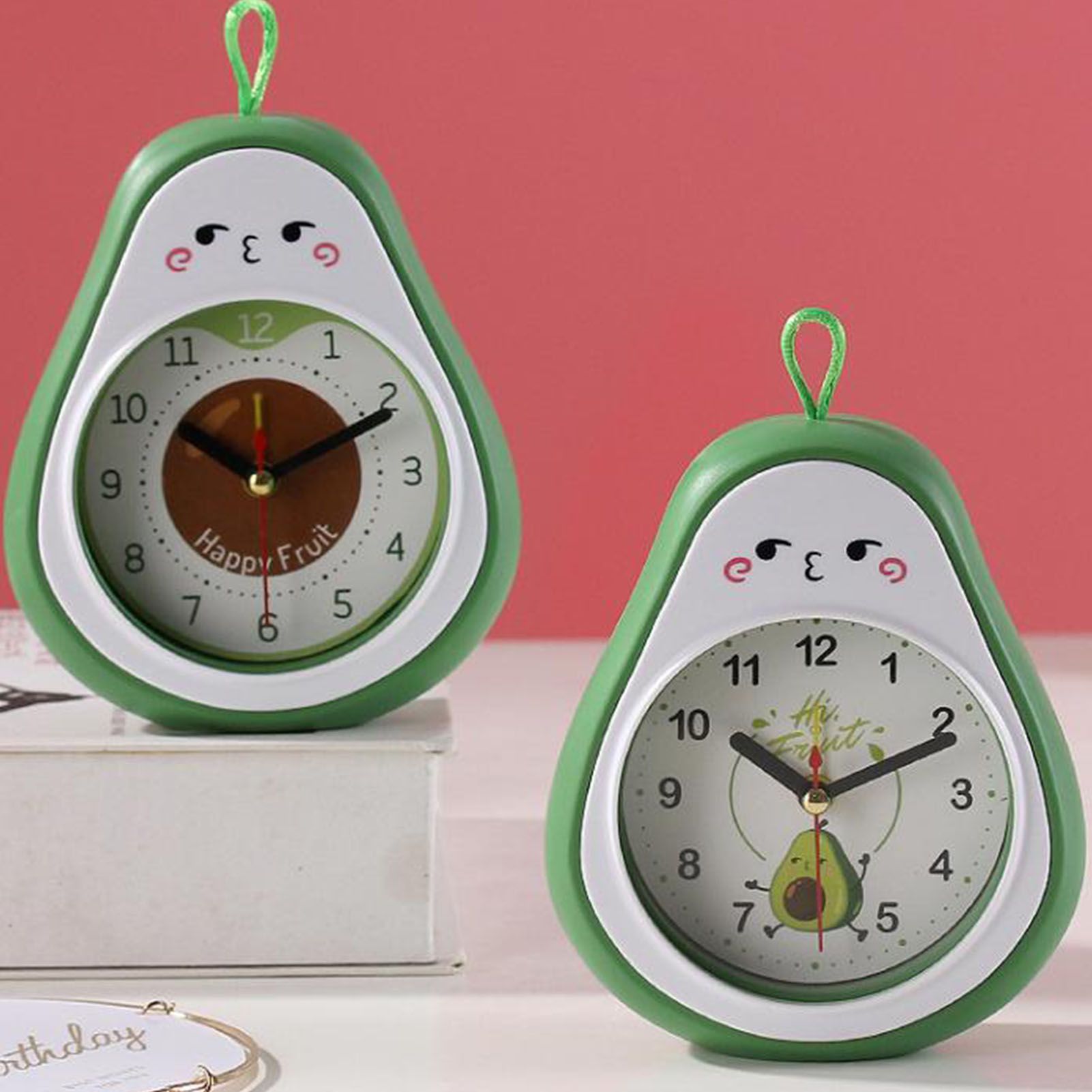 Cartoon Fruit Alarm Clock Kids Alarm Clock Decorative Ornaments Children Gift Student Gift Avocado - Image 5