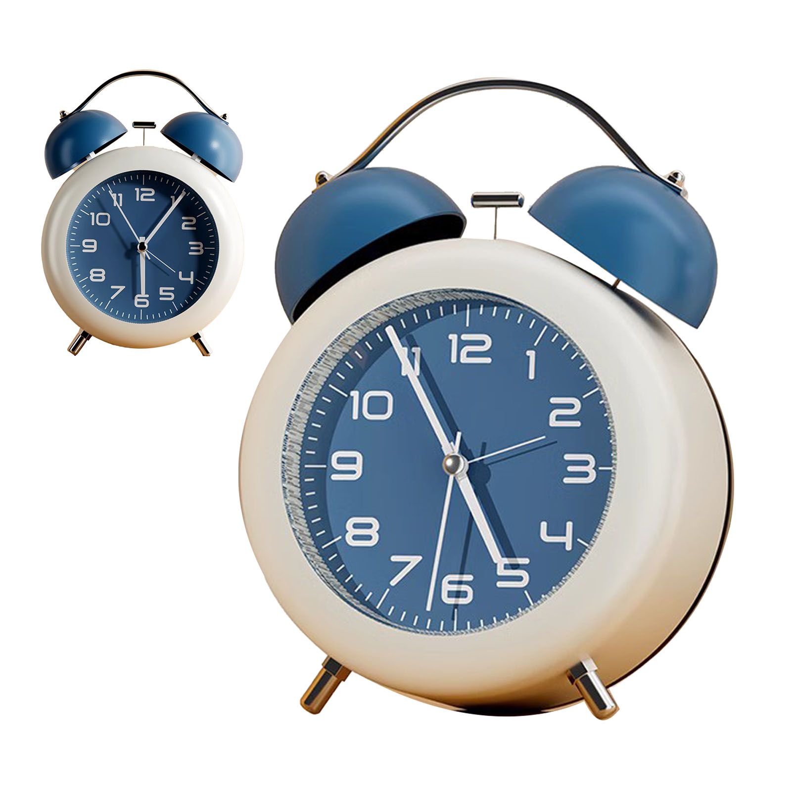 Twin Bell Alarm Clock for Kids ABS Battery Operated Cute Desktop Bedside Alarm Clock with Night Light for Bedroom Living Room Blue - Image 4