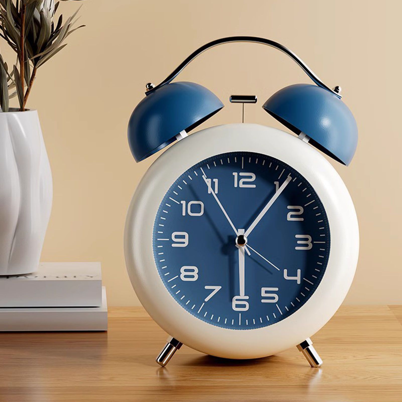 Twin Bell Alarm Clock for Kids ABS Battery Operated Cute Desktop Bedside Alarm Clock with Night Light for Bedroom Living Room Blue - Image 6