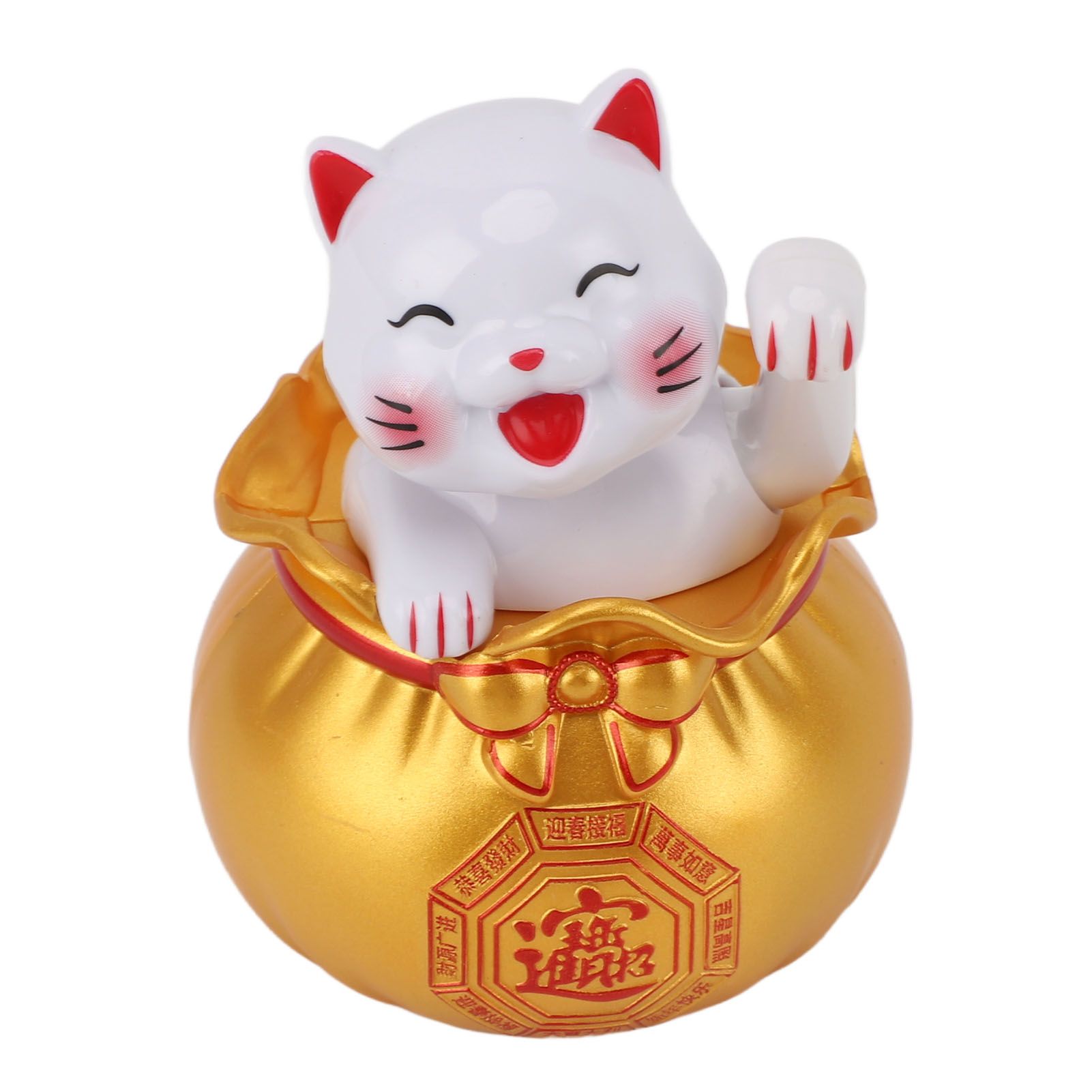 Solar Powered Lucky Cat Lucky Wealth Welcoming Cat Car Decor Desktop Cash Register Opening Decoration Small Eye Gold - Image 6