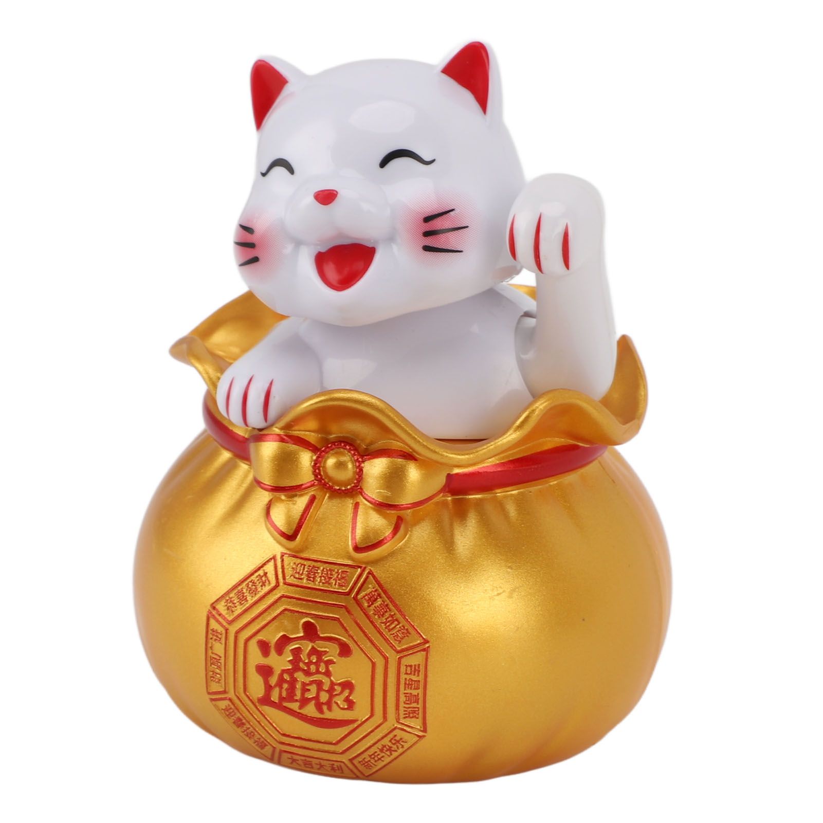 Solar Powered Lucky Cat Lucky Wealth Welcoming Cat Car Decor Desktop Cash Register Opening Decoration Small Eye Gold - Image 8