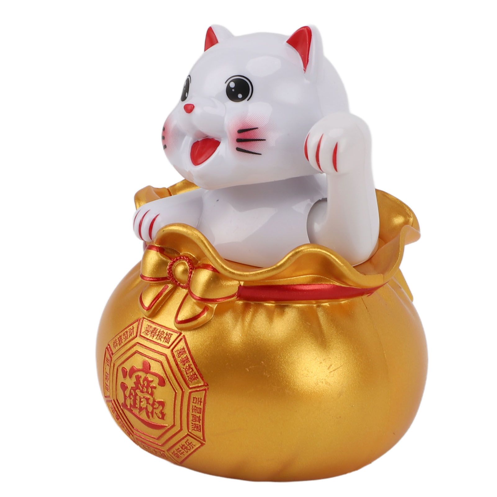 Solar Powered Lucky Cat Lucky Wealth Welcoming Cat Car Decor Desktop Cash Register Opening Decoration Big Eye Gold - Image 4