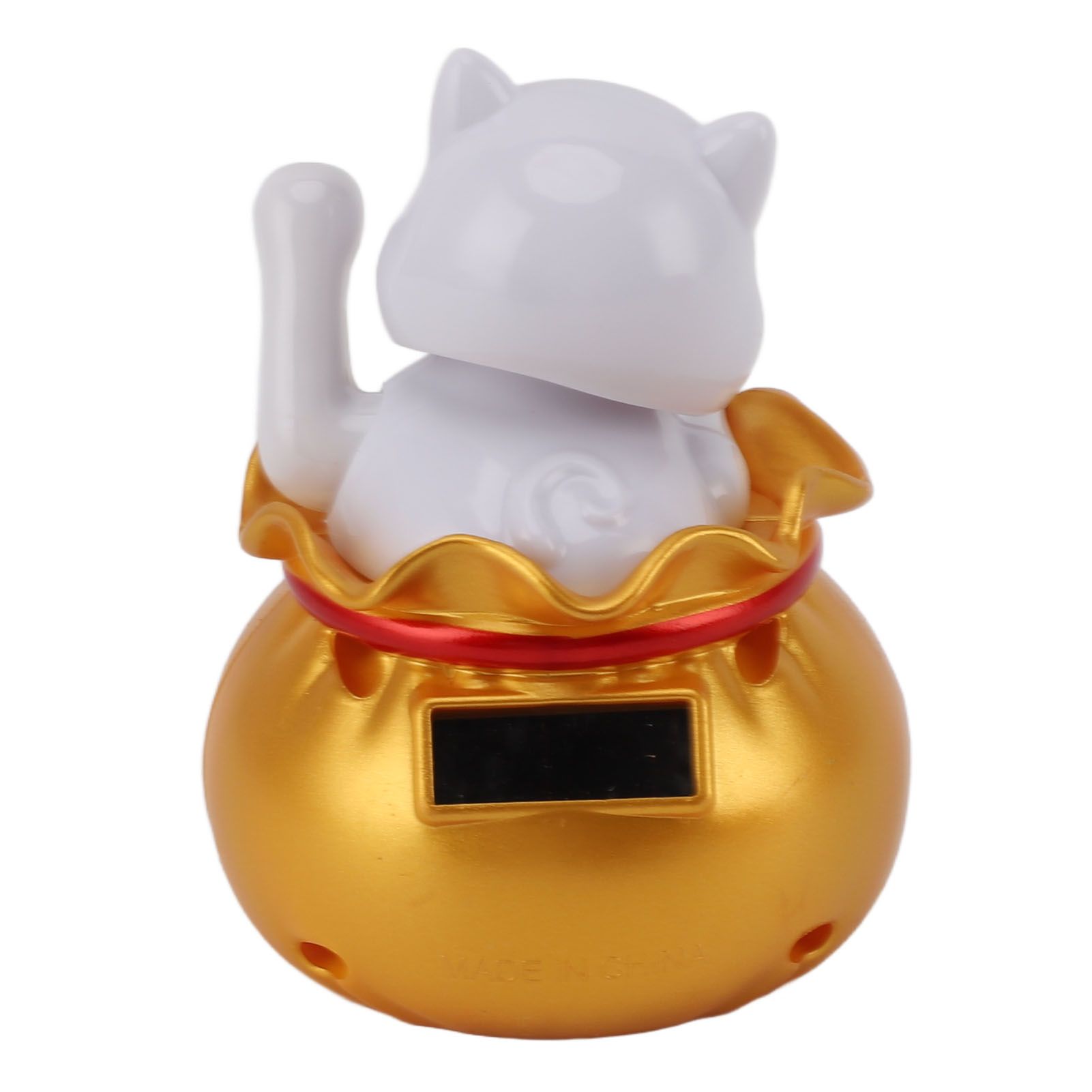 Solar Powered Lucky Cat Lucky Wealth Welcoming Cat Car Decor Desktop Cash Register Opening Decoration Big Eye Gold - Image 5