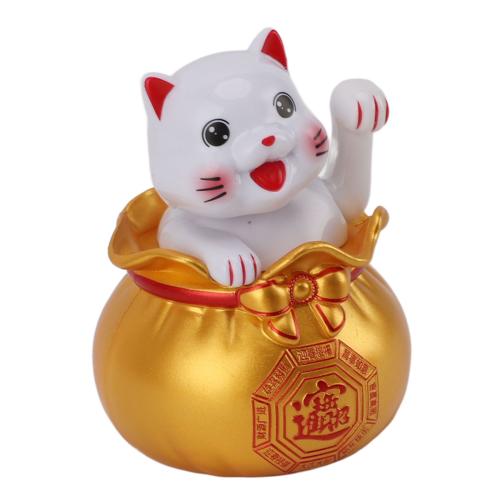 Solar Powered Lucky Cat Lucky Wealth Welcoming Cat Car Decor Desktop Cash Register Opening Decoration Big Eye Gold - Image 7