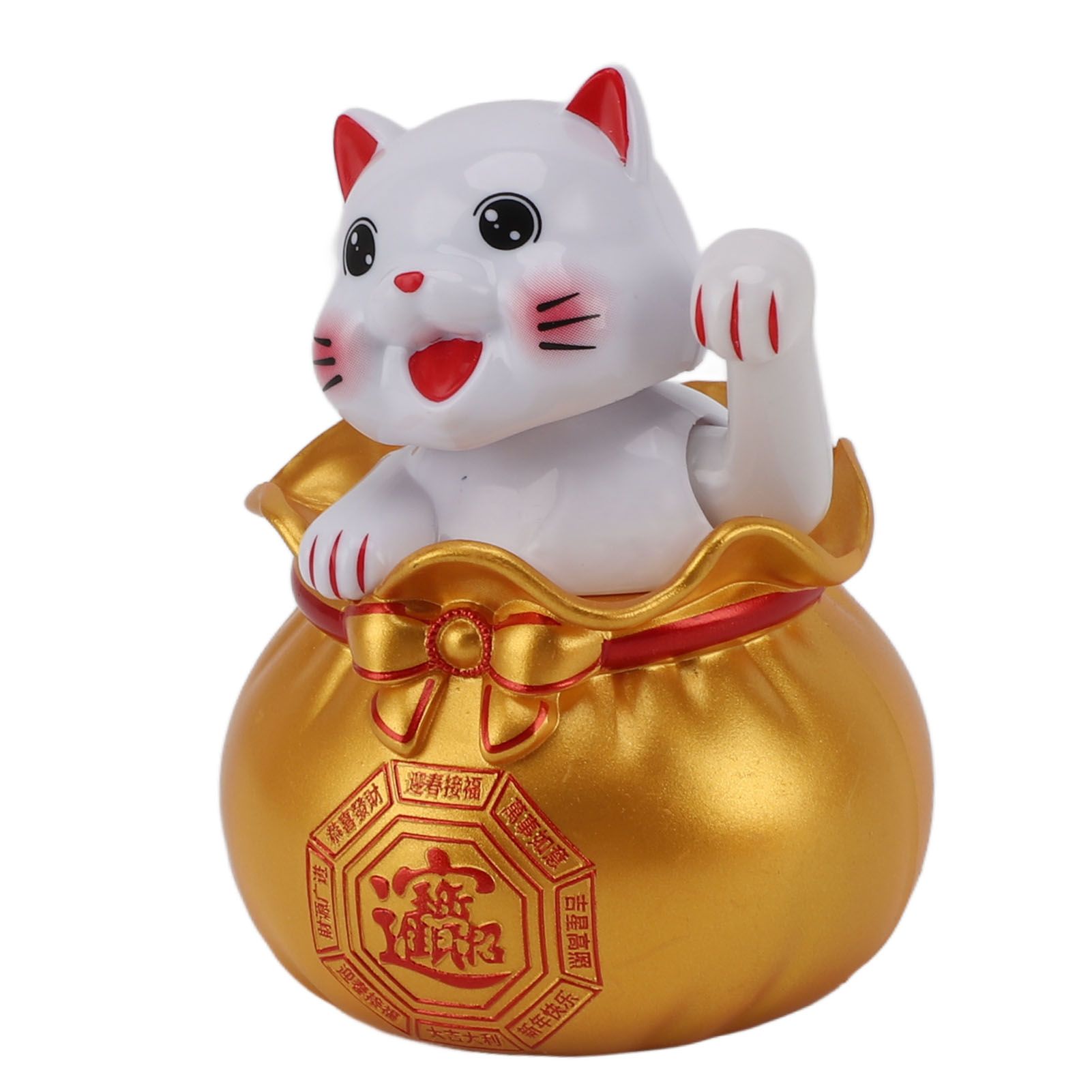 Solar Powered Lucky Cat Lucky Wealth Welcoming Cat Car Decor Desktop Cash Register Opening Decoration Big Eye Gold - Image 8