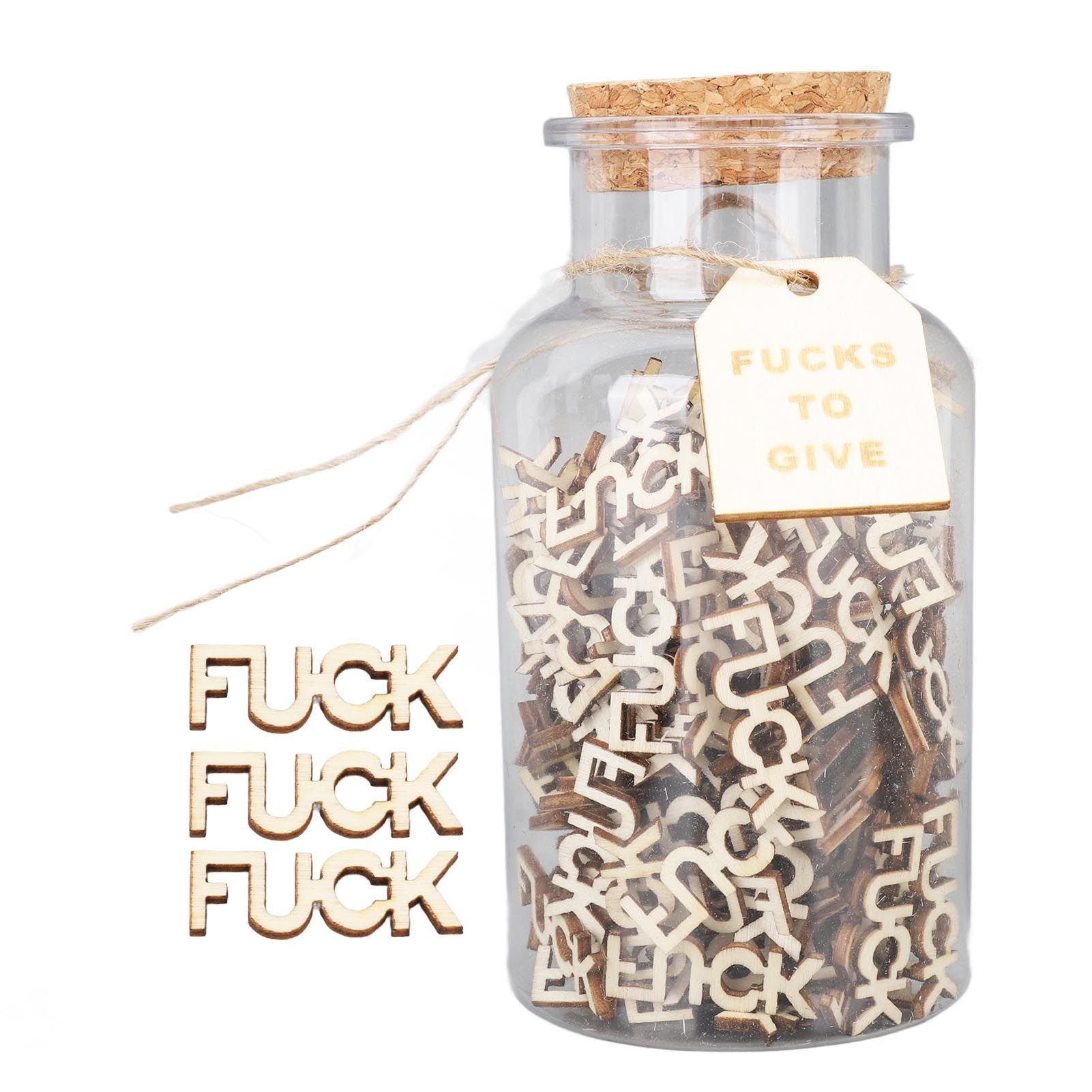 100PCS Jar of Fucks Mini Fucks to Give Wooden Letters Funny Gifts for DIY Crafts Scrapbooking Birthday Valentine's Day Anniversary Christmas - Image 1