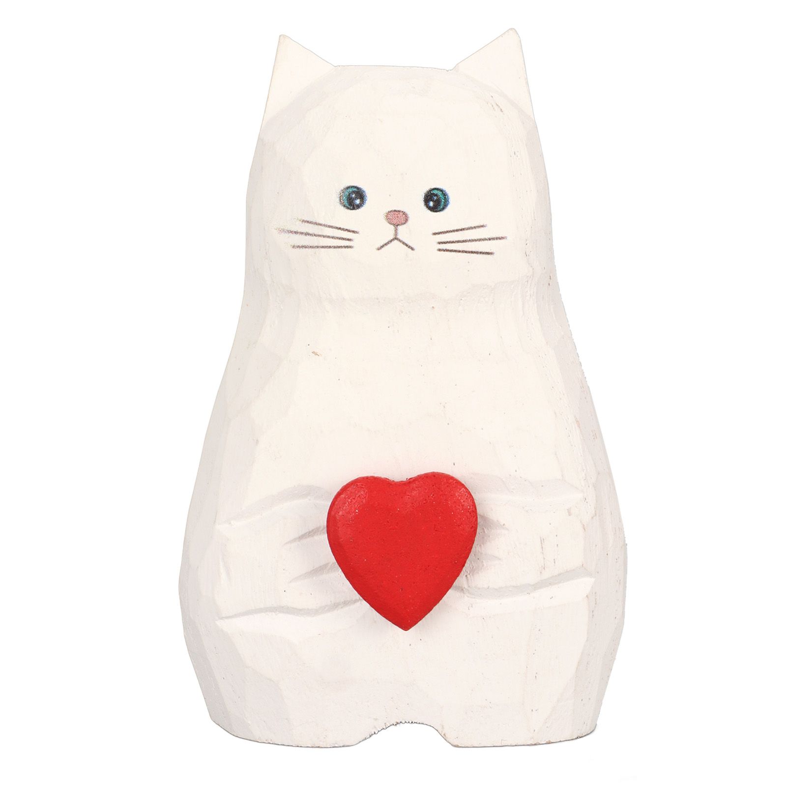 Cat Statue Flower Vase White Handmade Textured Wooden Cat Vase for Thanksgiving Day Gift Cat Lovers - Image 1