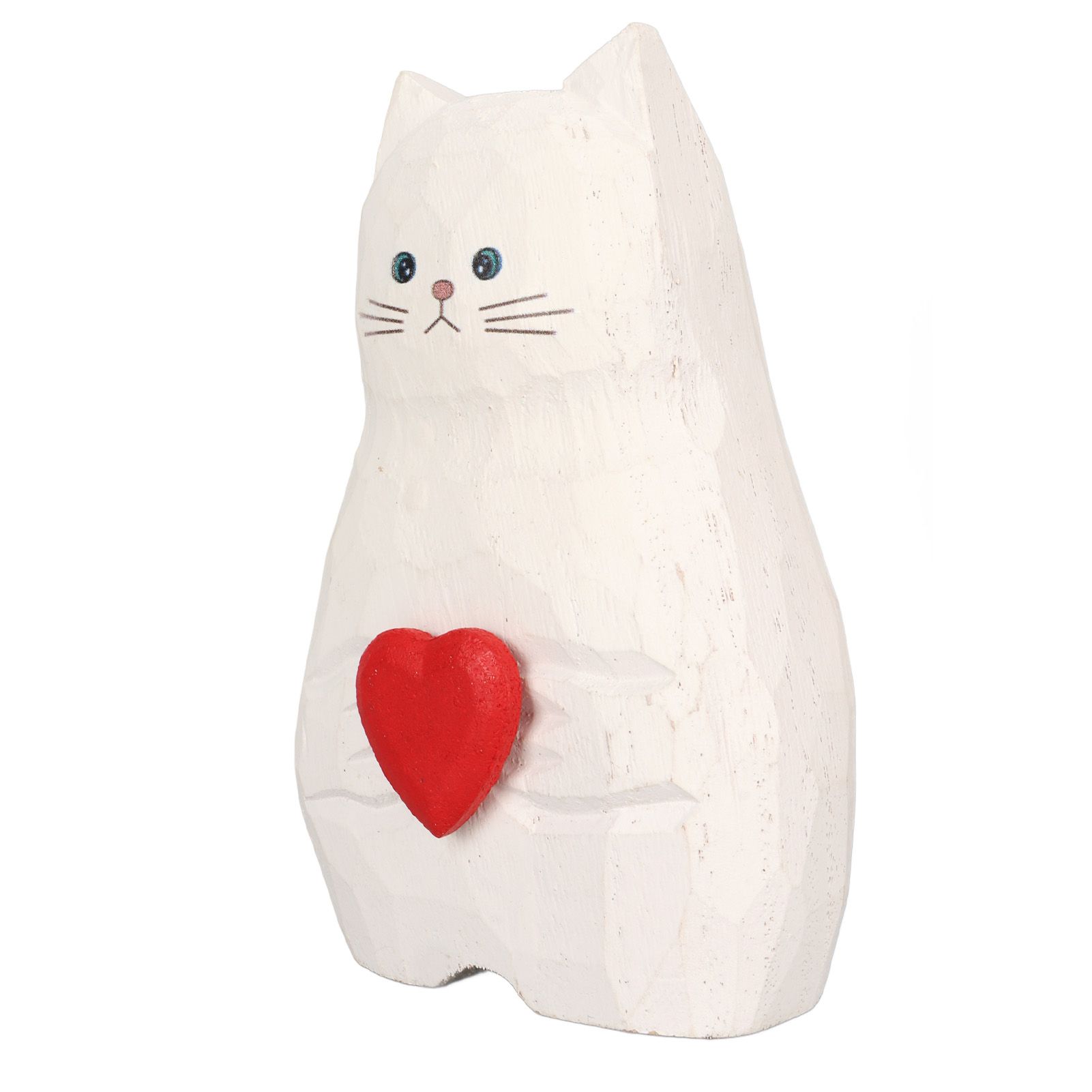 Cat Statue Flower Vase White Handmade Textured Wooden Cat Vase for Thanksgiving Day Gift Cat Lovers - Image 5