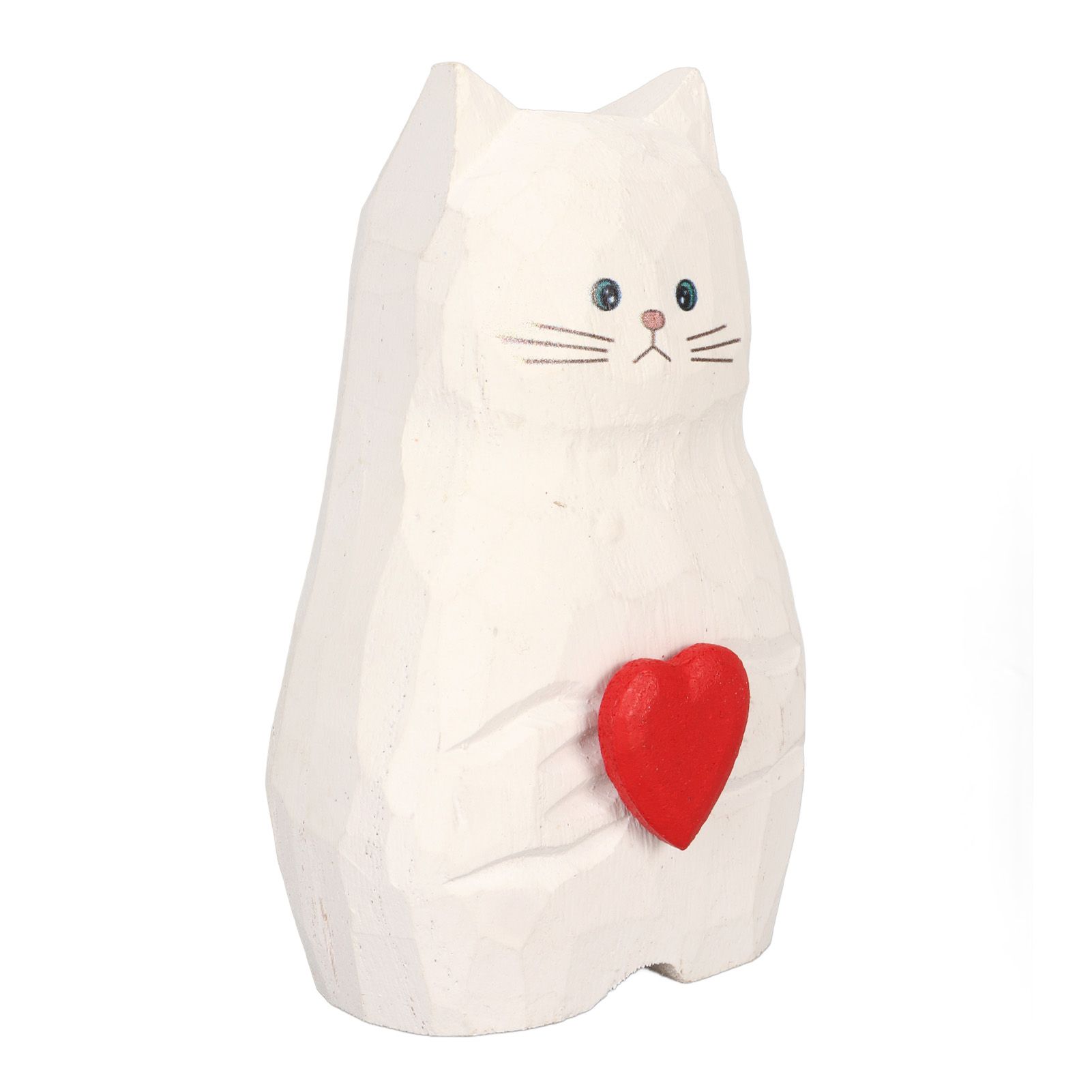 Cat Statue Flower Vase White Handmade Textured Wooden Cat Vase for Thanksgiving Day Gift Cat Lovers - Image 7