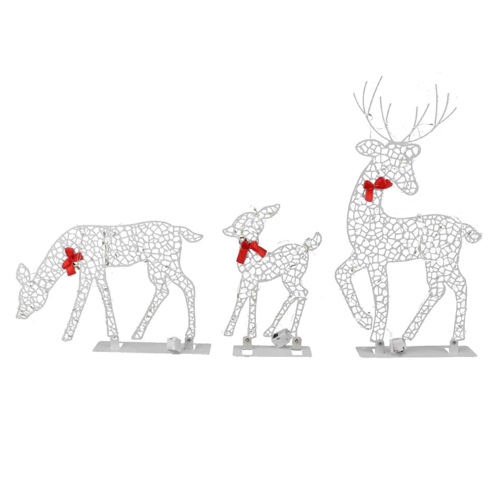 3pcs Lighted Christmas Decoration Deer Home Warm White Light Iron LED Reindeer Family Set Tabletop Decor for Outdoor Indoor Glowing Deer ‑01 - Image 1
