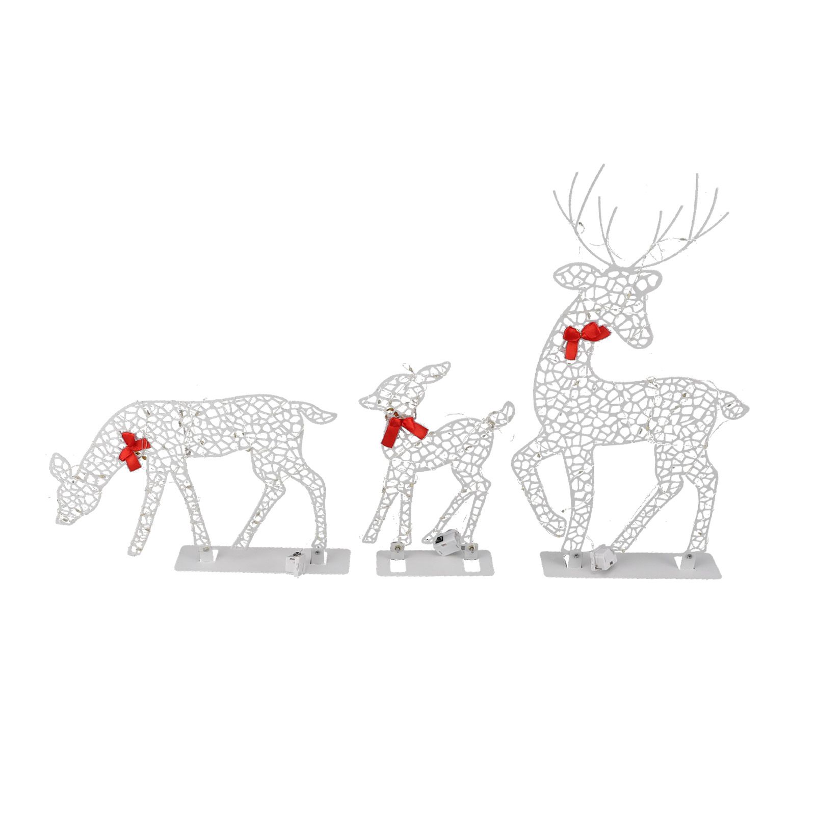 3pcs Lighted Christmas Decoration Deer Home Warm White Light Iron LED Reindeer Family Set Tabletop Decor for Outdoor Indoor Glowing Deer ‑01 - Image 3
