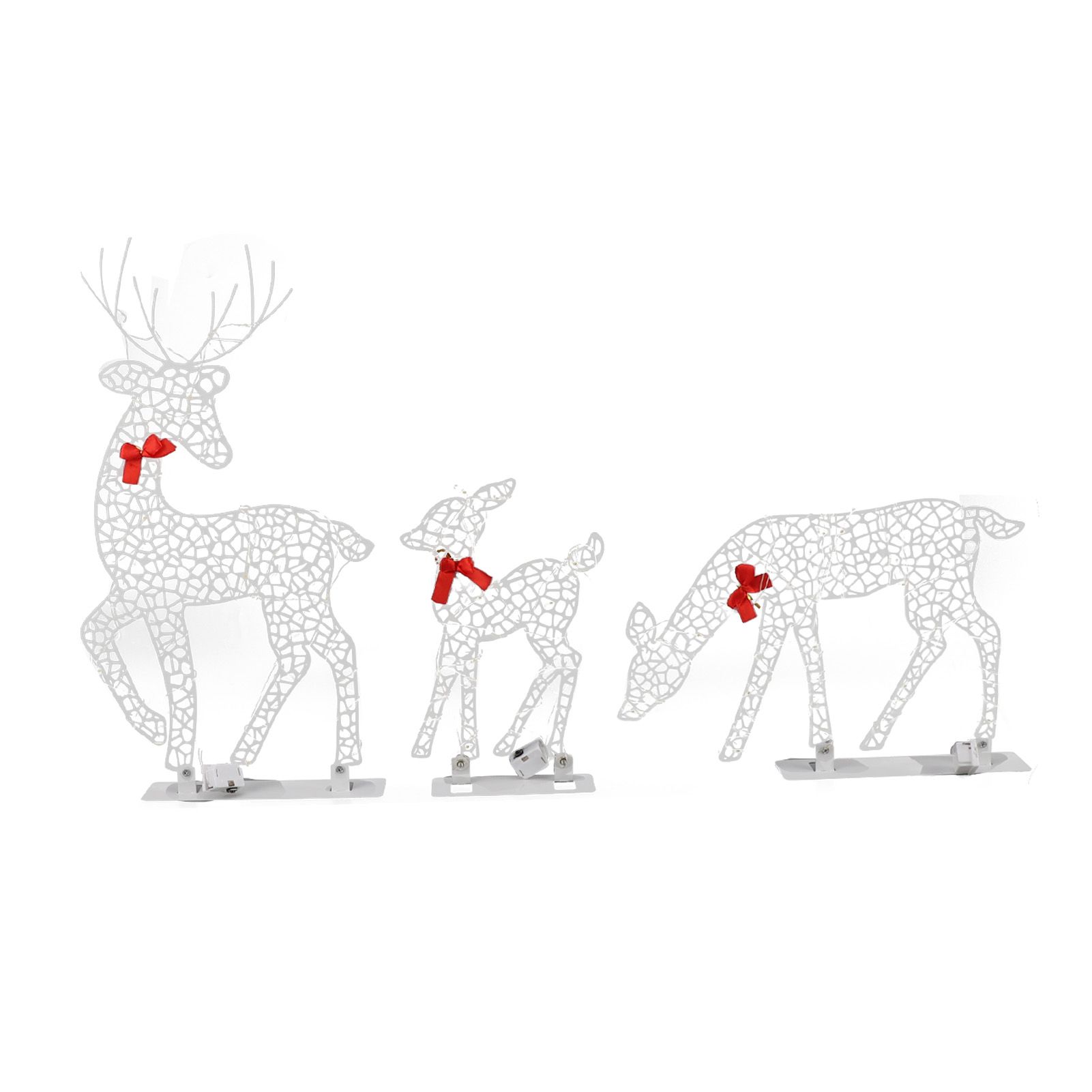 3pcs Lighted Christmas Decoration Deer Home Warm White Light Iron LED Reindeer Family Set Tabletop Decor for Outdoor Indoor Glowing Deer ‑01 - Image 4