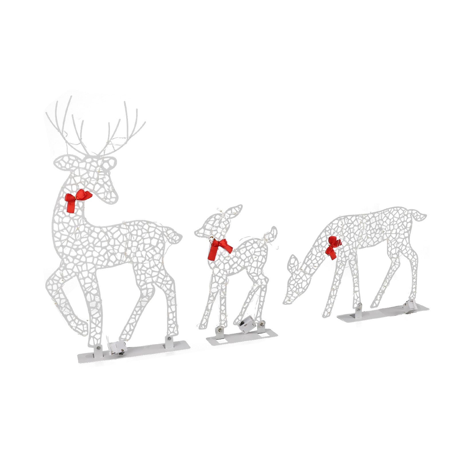 3pcs Lighted Christmas Decoration Deer Home Warm White Light Iron LED Reindeer Family Set Tabletop Decor for Outdoor Indoor Glowing Deer ‑01 - Image 5