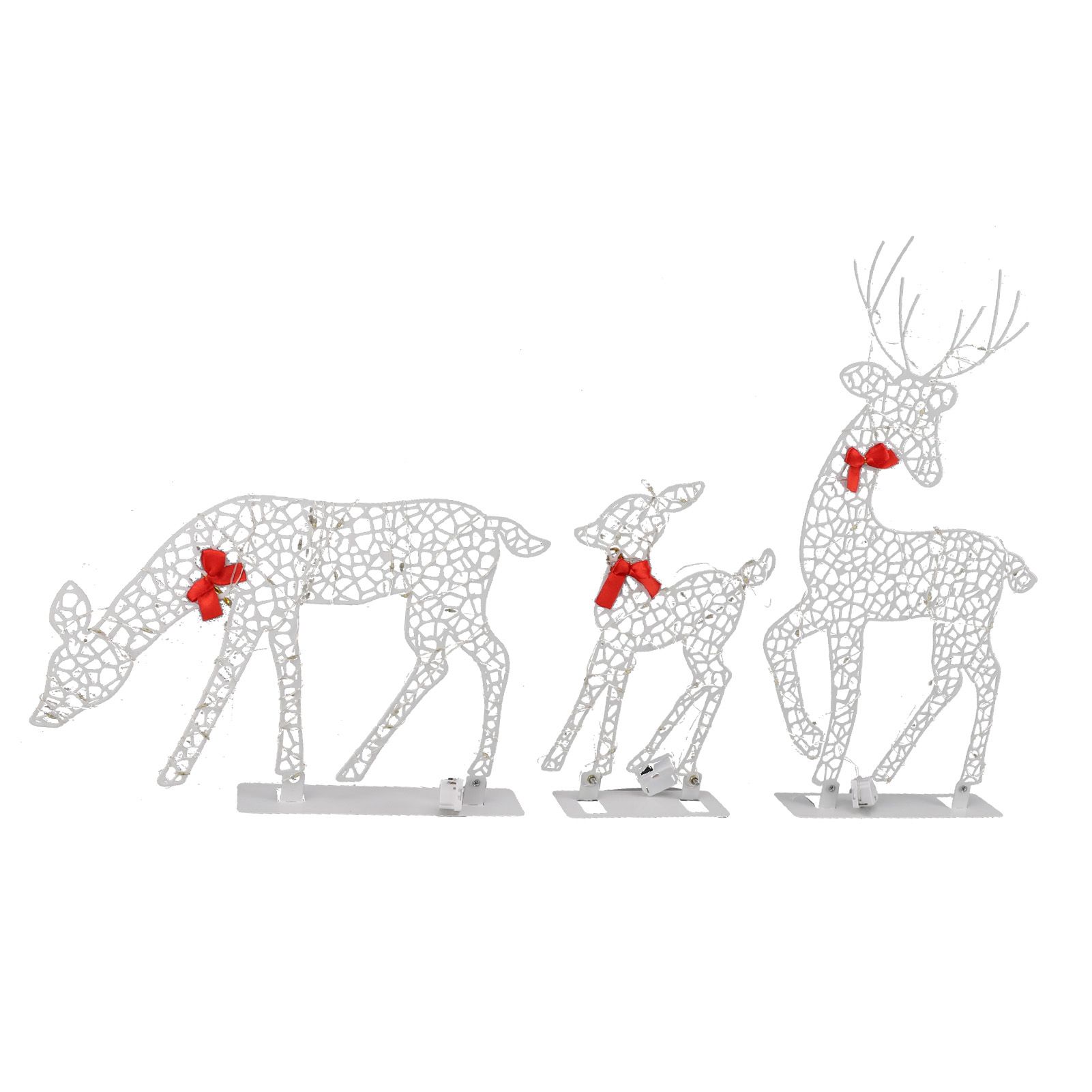 3pcs Lighted Christmas Decoration Deer Home Warm White Light Iron LED Reindeer Family Set Tabletop Decor for Outdoor Indoor Glowing Deer ‑01 - Image 6