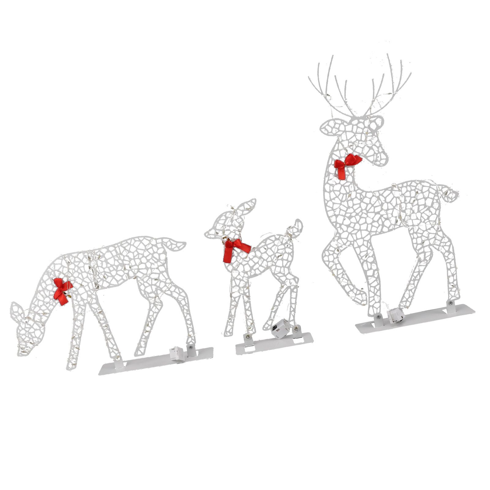 3pcs Lighted Christmas Decoration Deer Home Warm White Light Iron LED Reindeer Family Set Tabletop Decor for Outdoor Indoor Glowing Deer ‑01 - Image 7