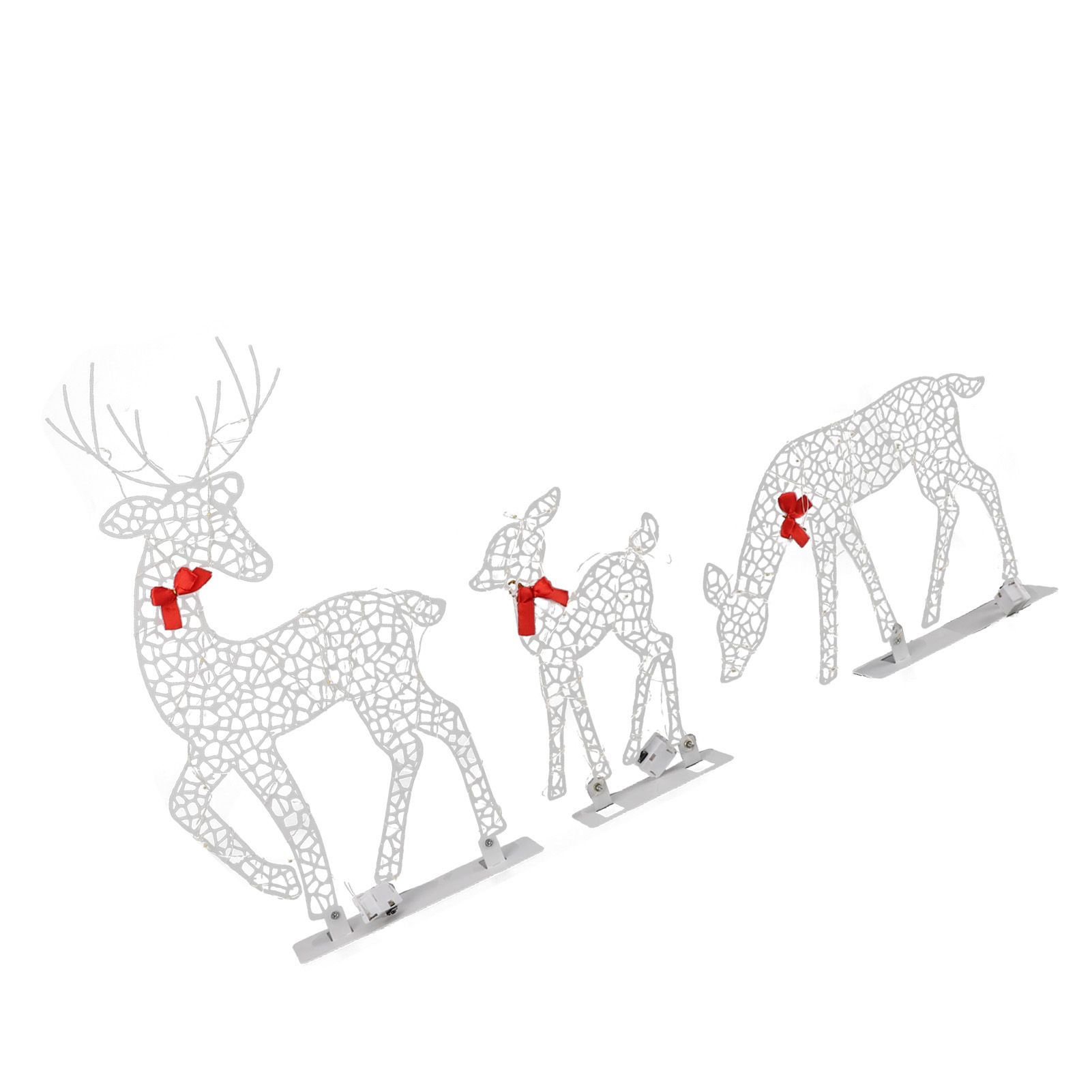 3pcs Lighted Christmas Decoration Deer Home Warm White Light Iron LED Reindeer Family Set Tabletop Decor for Outdoor Indoor Glowing Deer ‑01 - Image 8
