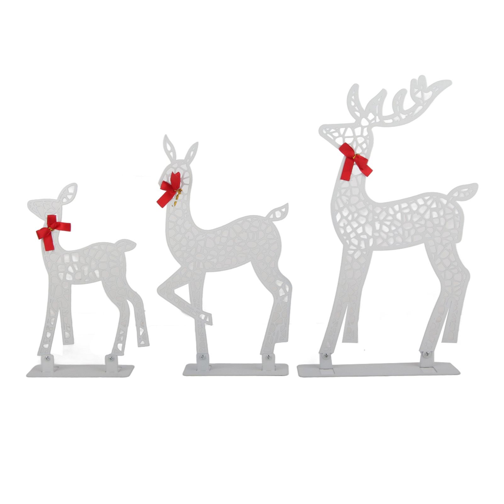 3pcs Lighted Christmas Decoration Deer Home Warm White Light Iron LED Reindeer Family Set Tabletop Decor for Outdoor Indoor Glowing Deer ‑02 - Image 1