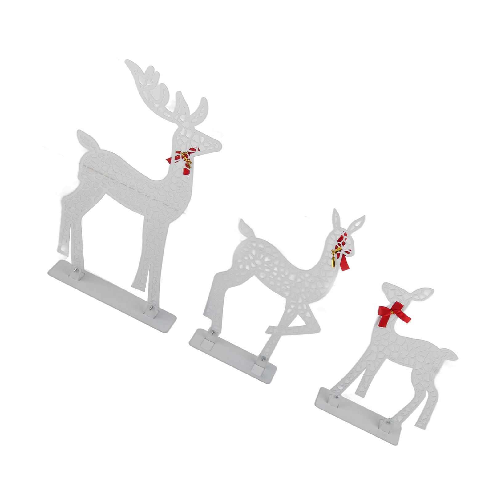 3pcs Lighted Christmas Decoration Deer Home Warm White Light Iron LED Reindeer Family Set Tabletop Decor for Outdoor Indoor Glowing Deer ‑02 - Image 2