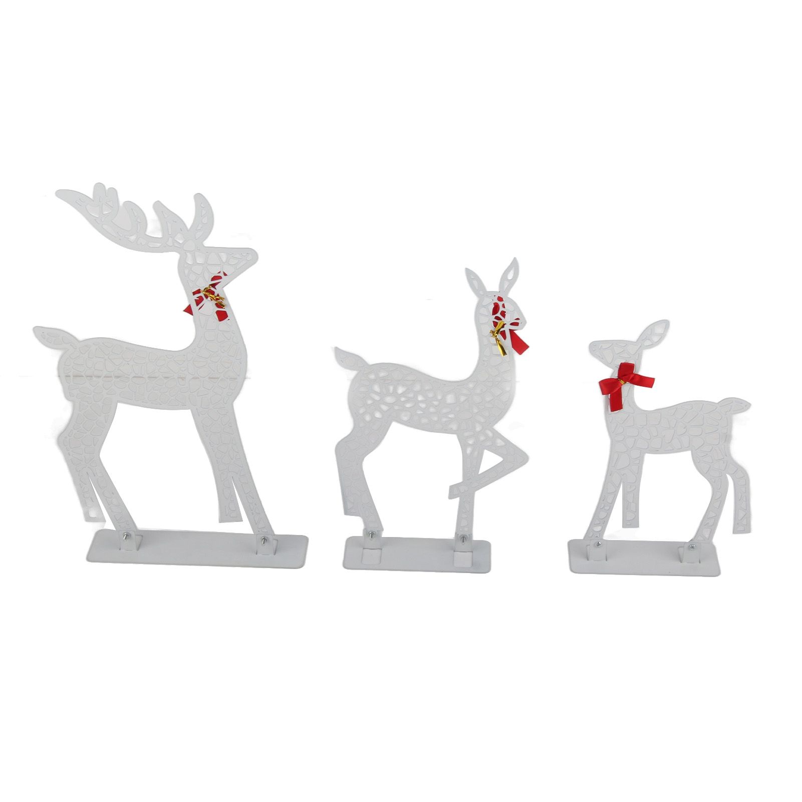 3pcs Lighted Christmas Decoration Deer Home Warm White Light Iron LED Reindeer Family Set Tabletop Decor for Outdoor Indoor Glowing Deer ‑02 - Image 4
