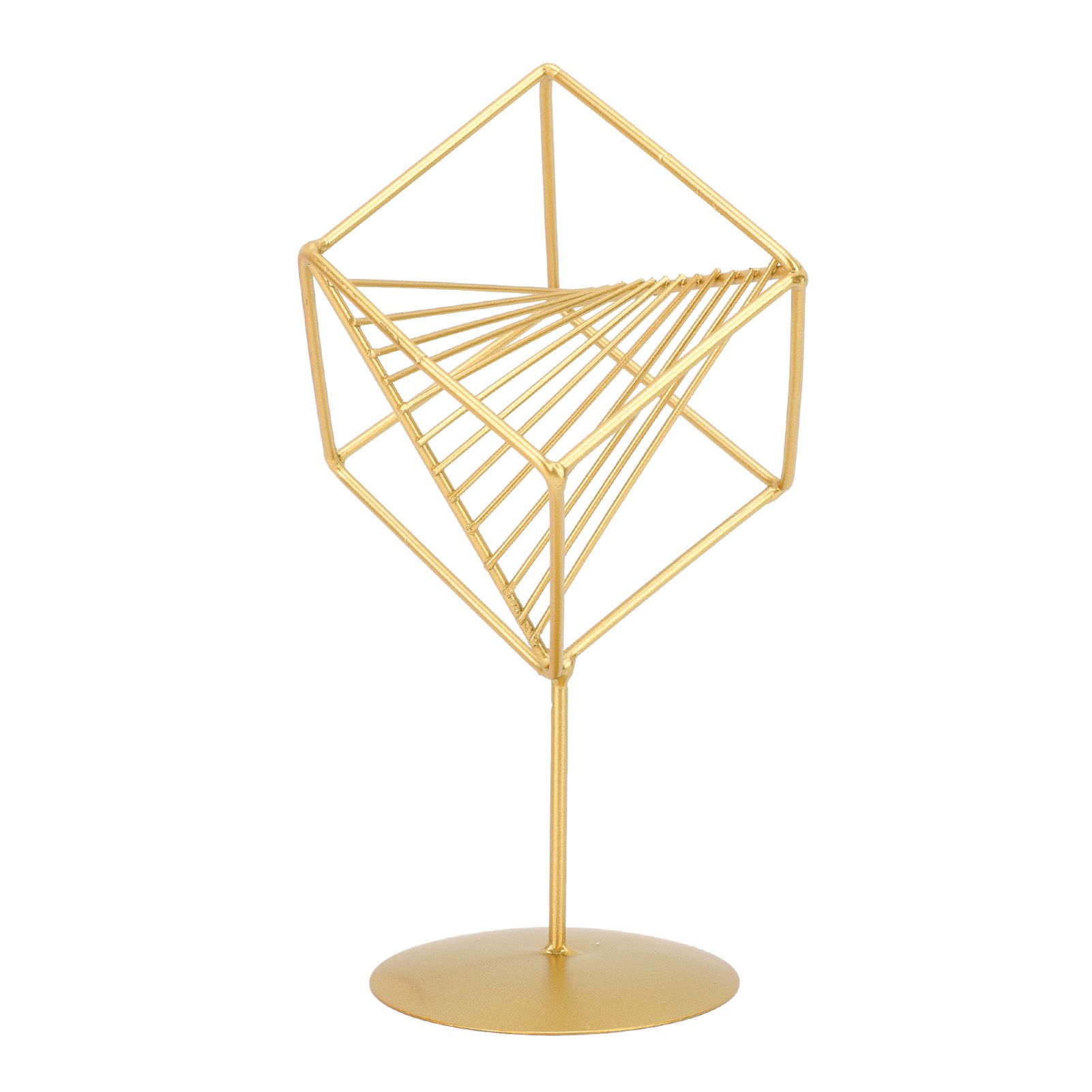 Gold Geometric Table Decor Creative 3D Iron Geometric Sculpture Compact Art Ornament Decor for Living Room Study Office - Image 1