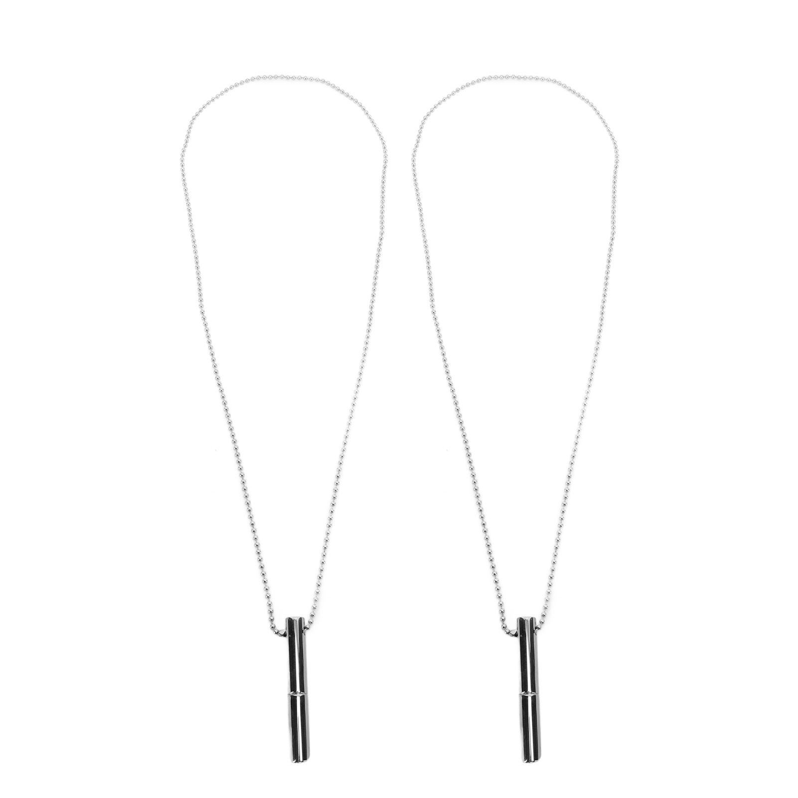2PCS Stress Anxiety Relief Necklace Stainless Steel Mindful Breathing Exercise Device Whistle Pendant for Meditation Relaxation Calming Down - Image 1