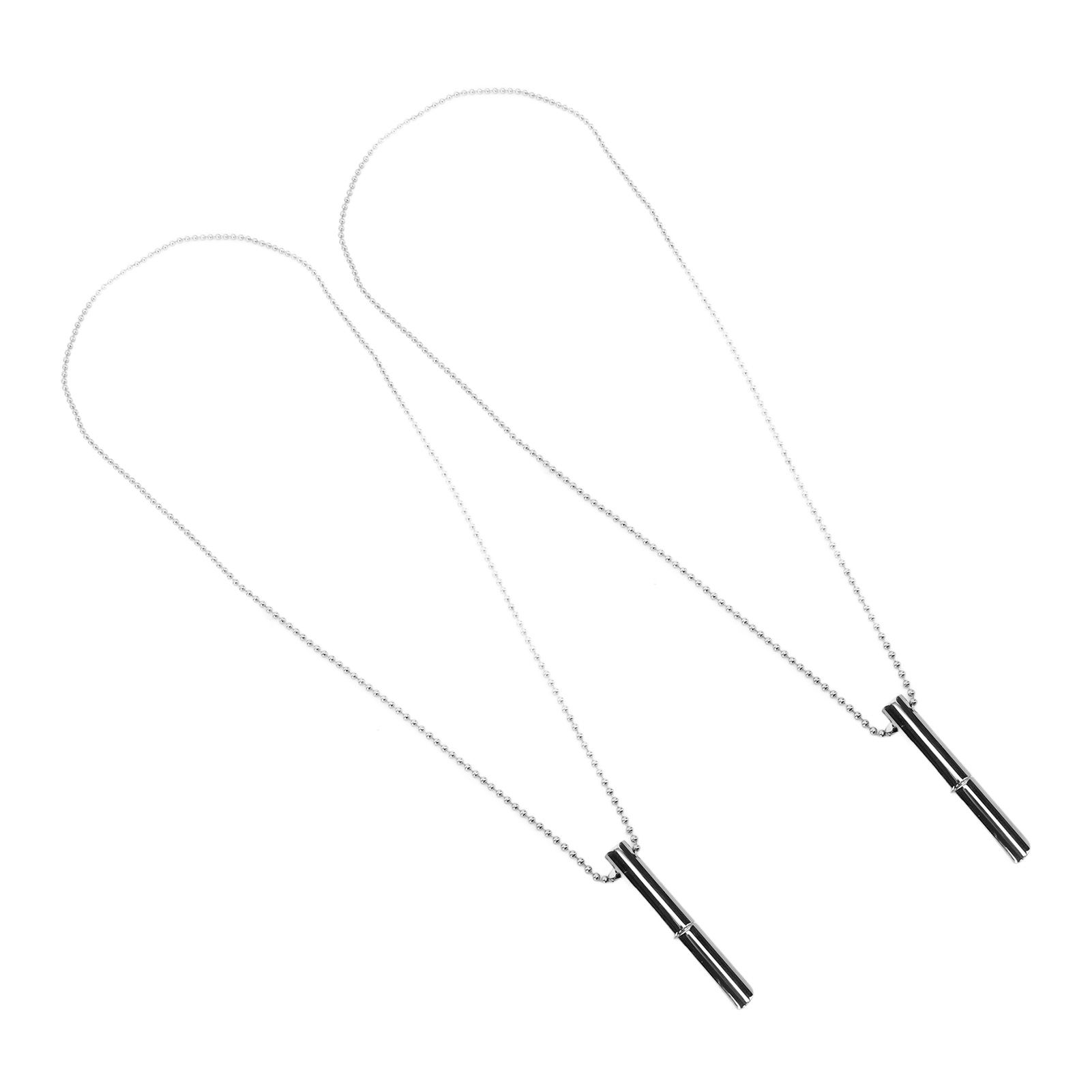 2PCS Stress Anxiety Relief Necklace Stainless Steel Mindful Breathing Exercise Device Whistle Pendant for Meditation Relaxation Calming Down - Image 2