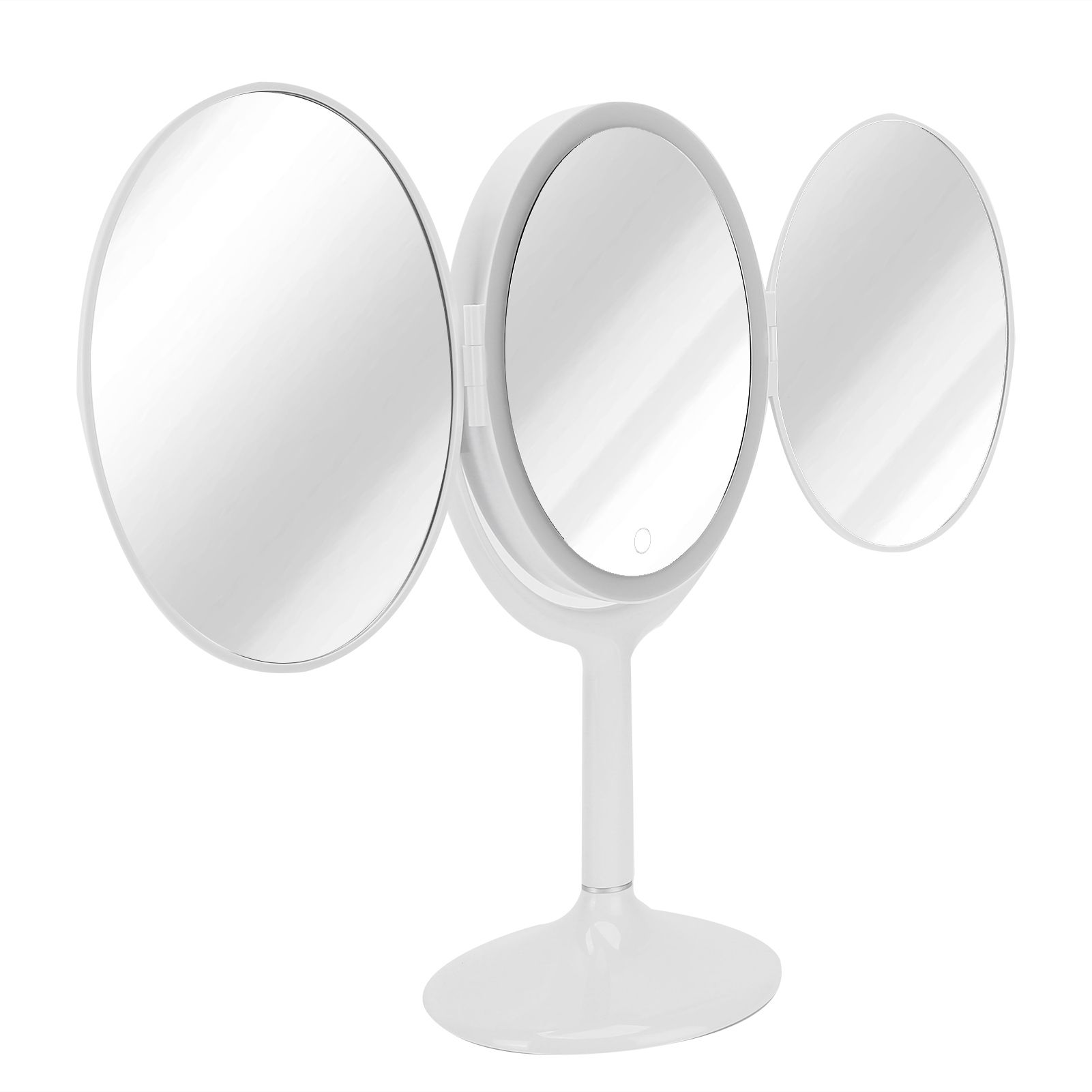 LED Makeup Mirror Folding Rotatable Mirror Touch Cosmetic Mirror for Bedroom Dressing RoomWhite - Image 3