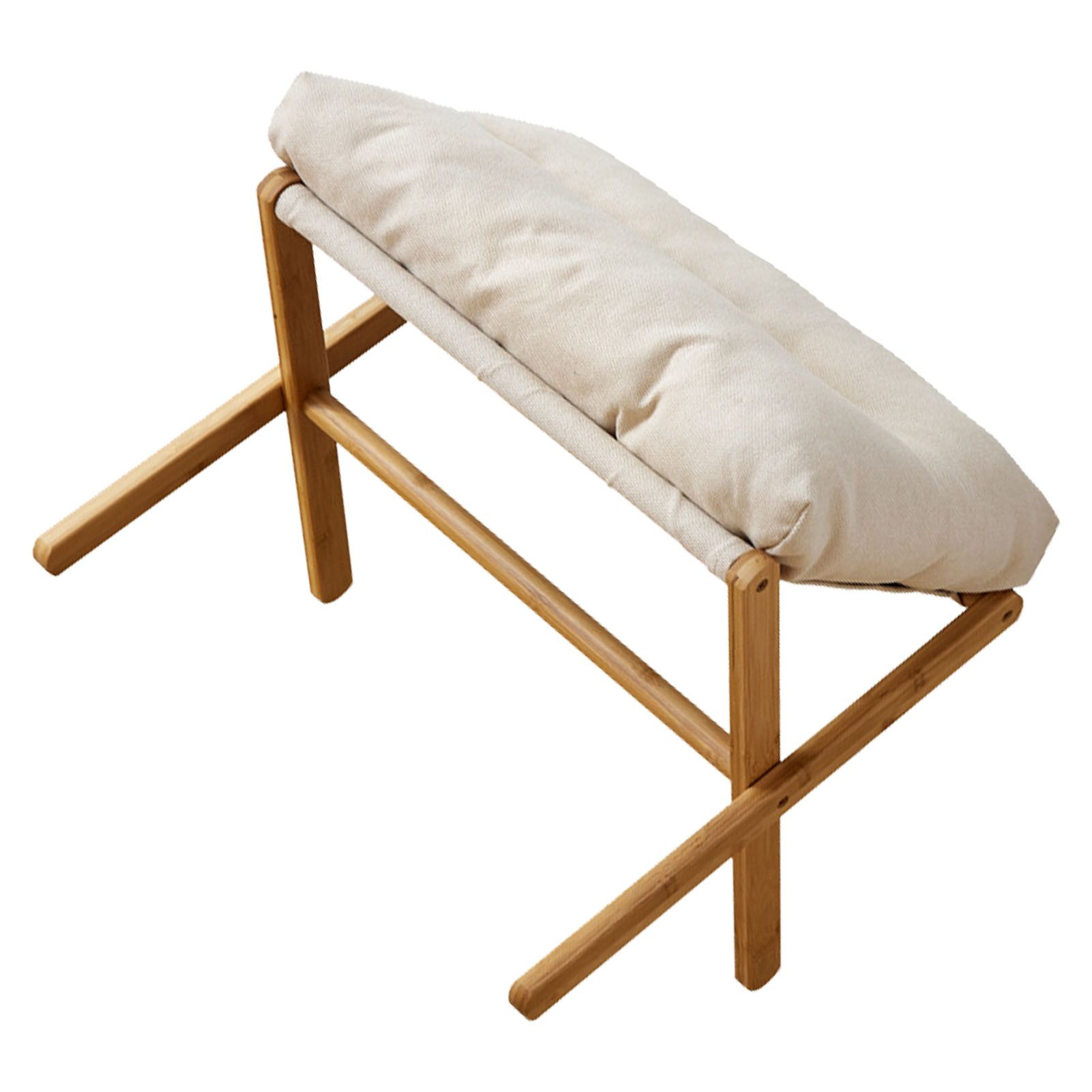 Foot Stool Foldable X Leg Modern Multifunctional Foot Rest with Soft Cushion for Living Room Bedroom Office Beige - Image 3