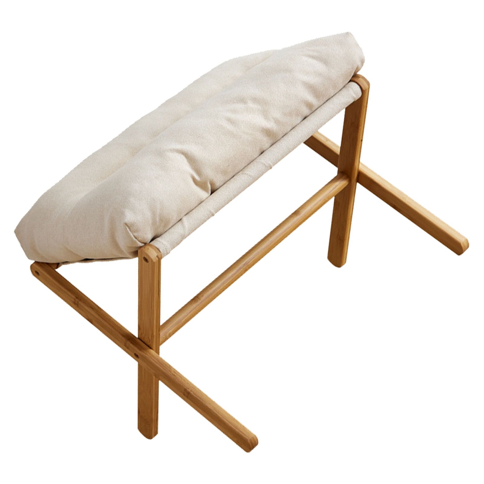 Foot Stool Foldable X Leg Modern Multifunctional Foot Rest with Soft Cushion for Living Room Bedroom Office Beige - Image 4