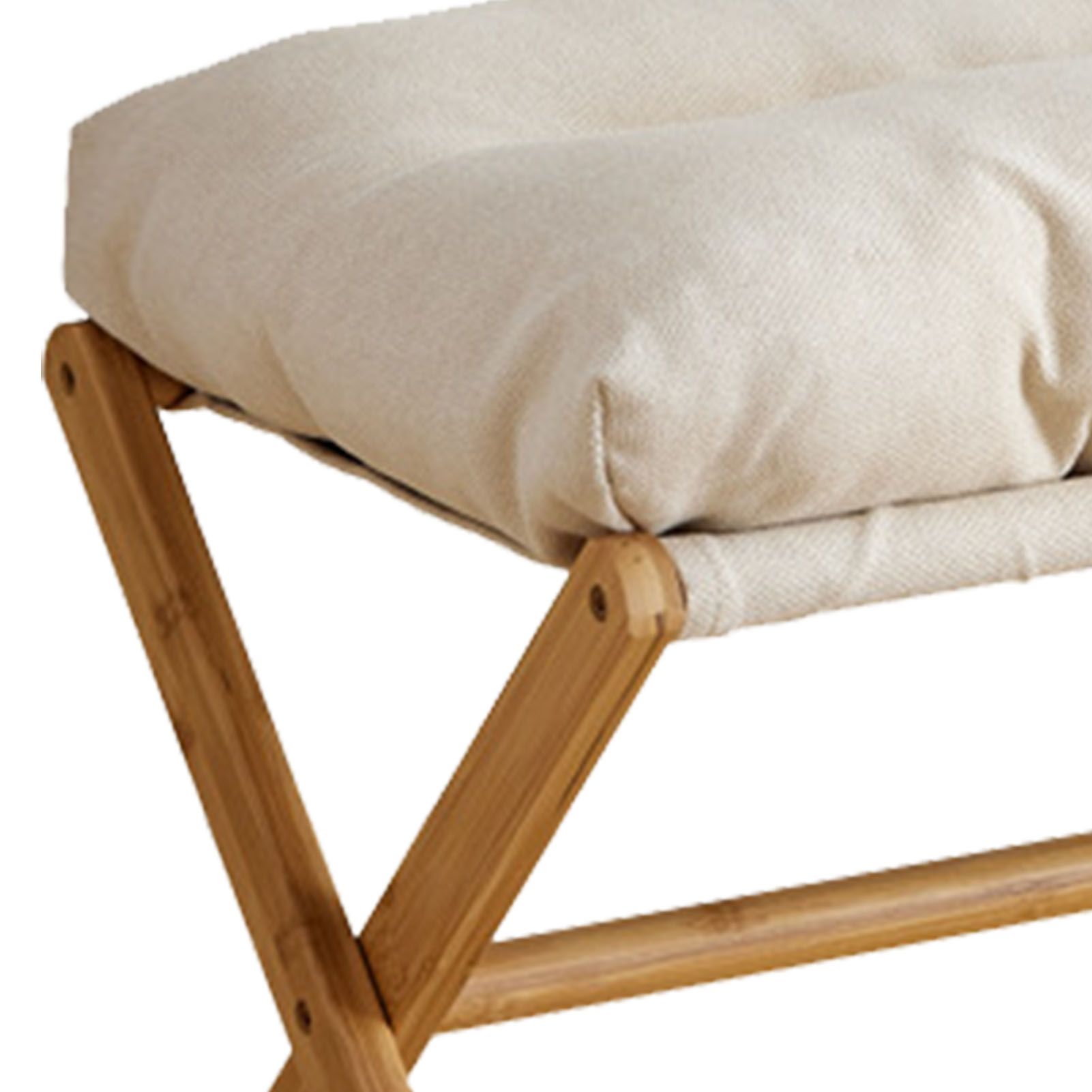 Foot Stool Foldable X Leg Modern Multifunctional Foot Rest with Soft Cushion for Living Room Bedroom Office Beige - Image 7