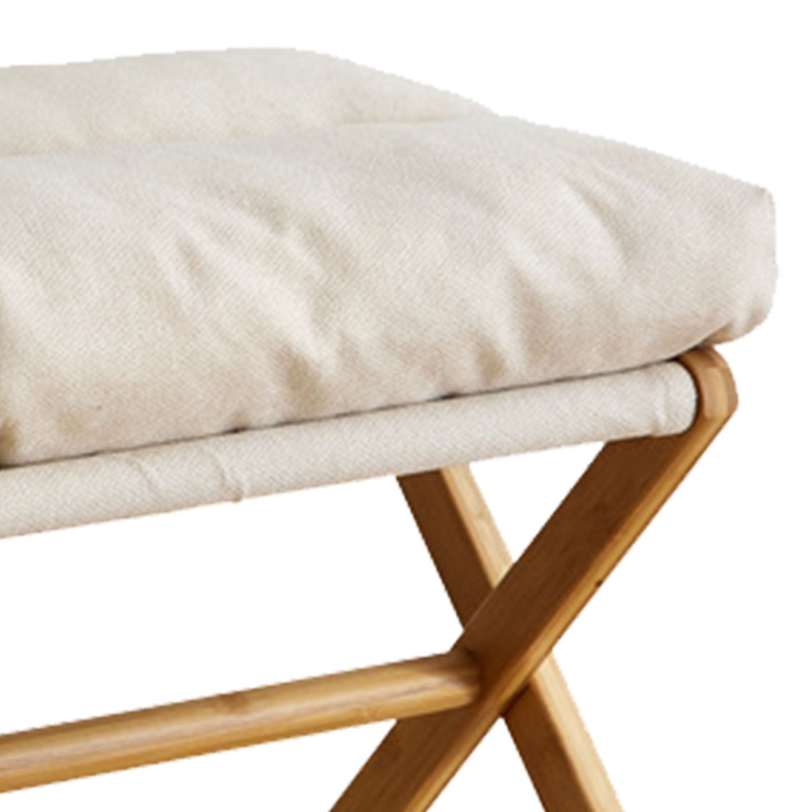 Foot Stool Foldable X Leg Modern Multifunctional Foot Rest with Soft Cushion for Living Room Bedroom Office Beige - Image 8