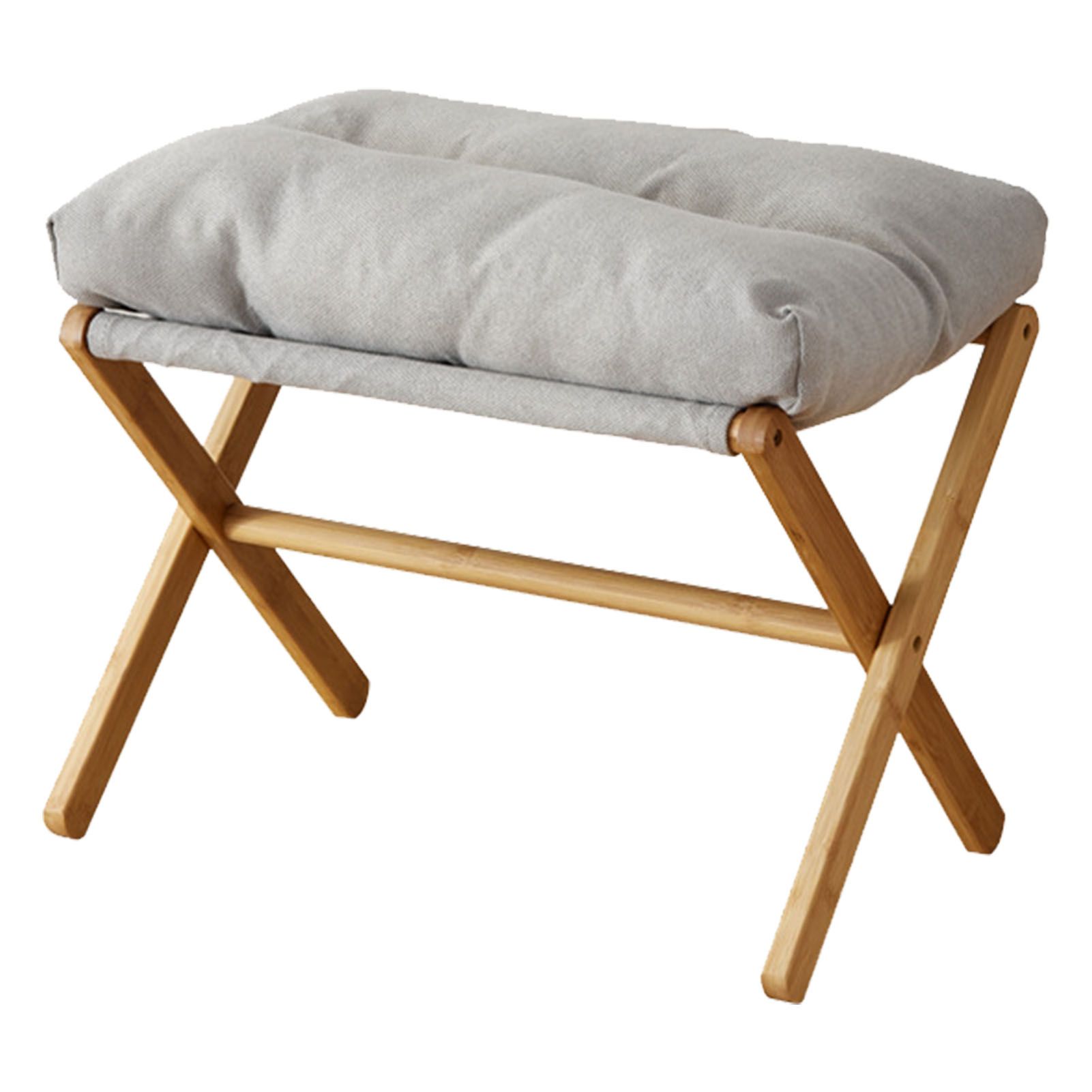 Foot Stool Foldable X Leg Modern Multifunctional Foot Rest with Soft Cushion for Living Room Bedroom Office Gray - Image 1