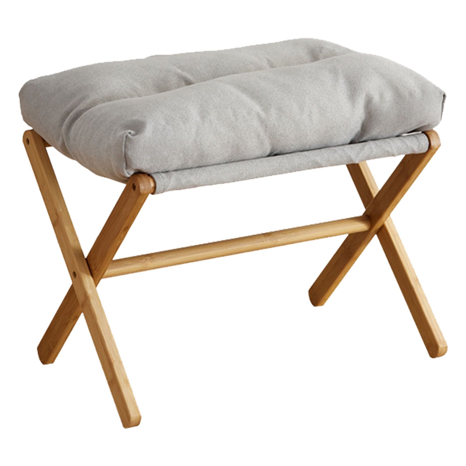 Foot Stool Foldable X Leg Modern Multifunctional Foot Rest with Soft Cushion for Living Room Bedroom Office Gray - Image 2