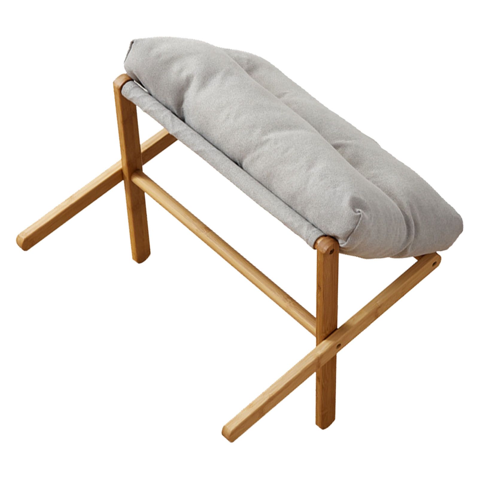 Foot Stool Foldable X Leg Modern Multifunctional Foot Rest with Soft Cushion for Living Room Bedroom Office Gray - Image 3