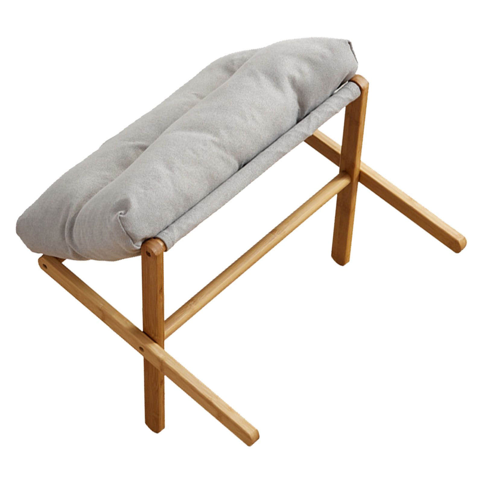 Foot Stool Foldable X Leg Modern Multifunctional Foot Rest with Soft Cushion for Living Room Bedroom Office Gray - Image 4