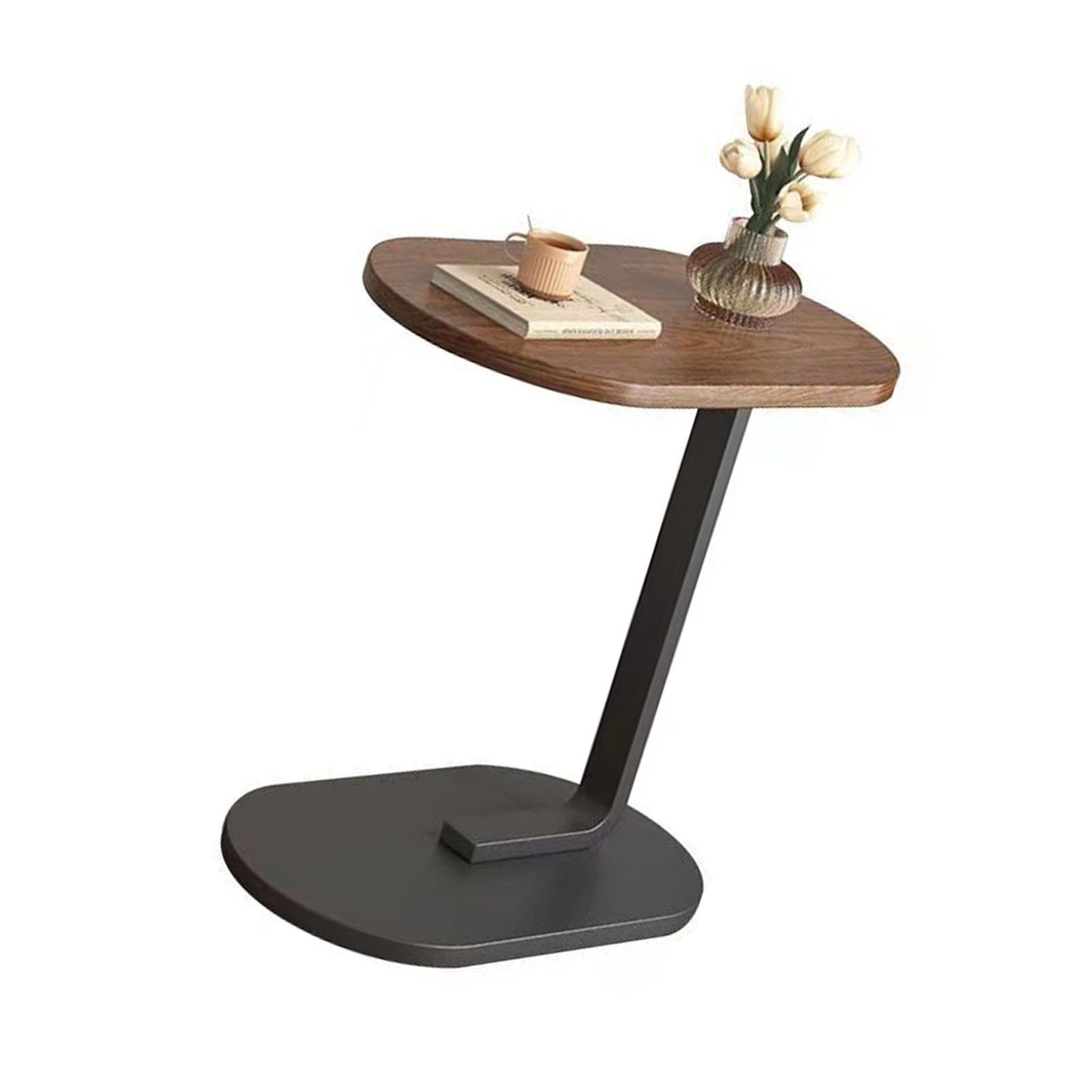 Sofa Side Table Modern Simple Portable for Living Room Bedroom Walnut Color Black Frame - Image 4