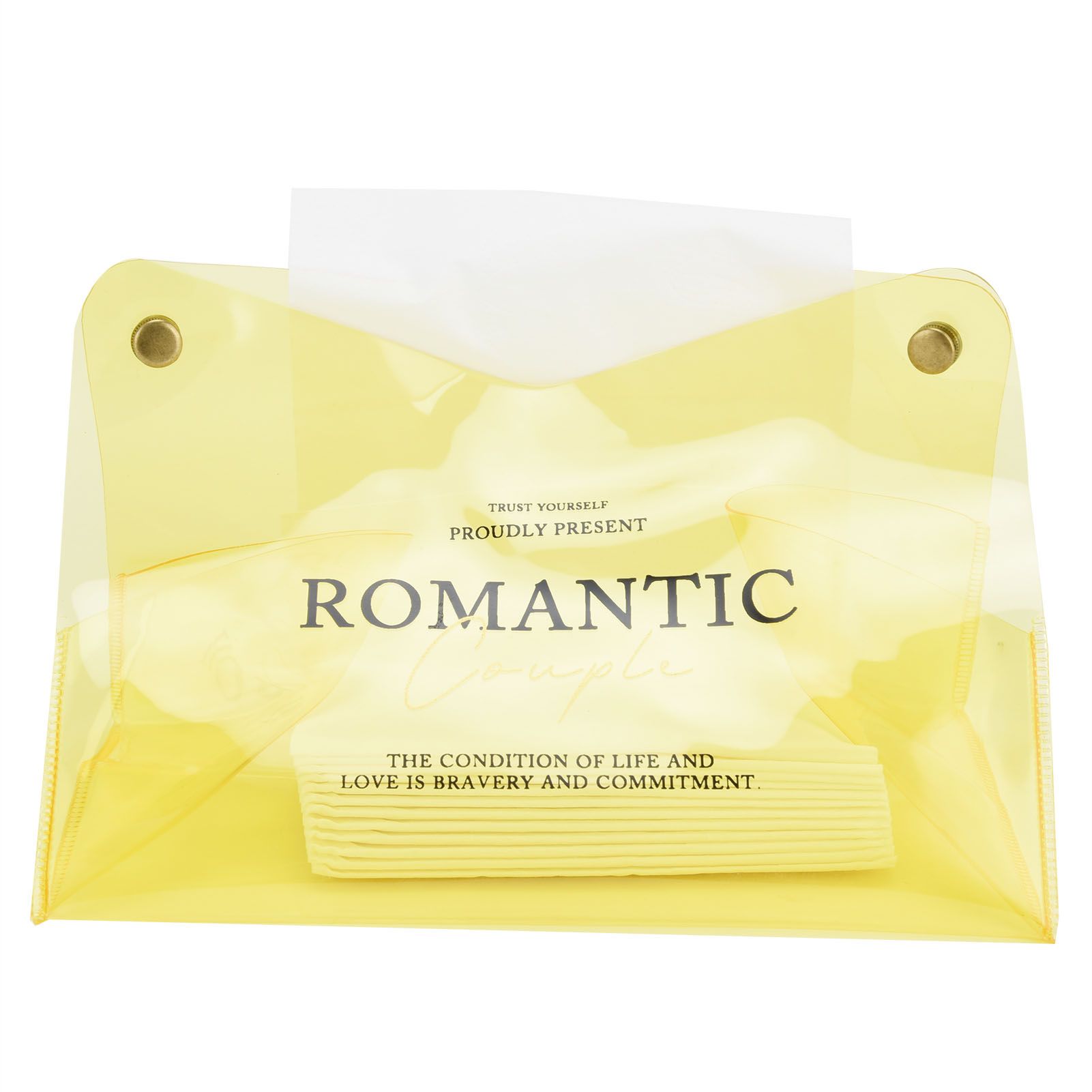 Tissue Container PVC Fashion Desktop Napkin Storage Case Box for Car Home Living RoomYellow - Image 1