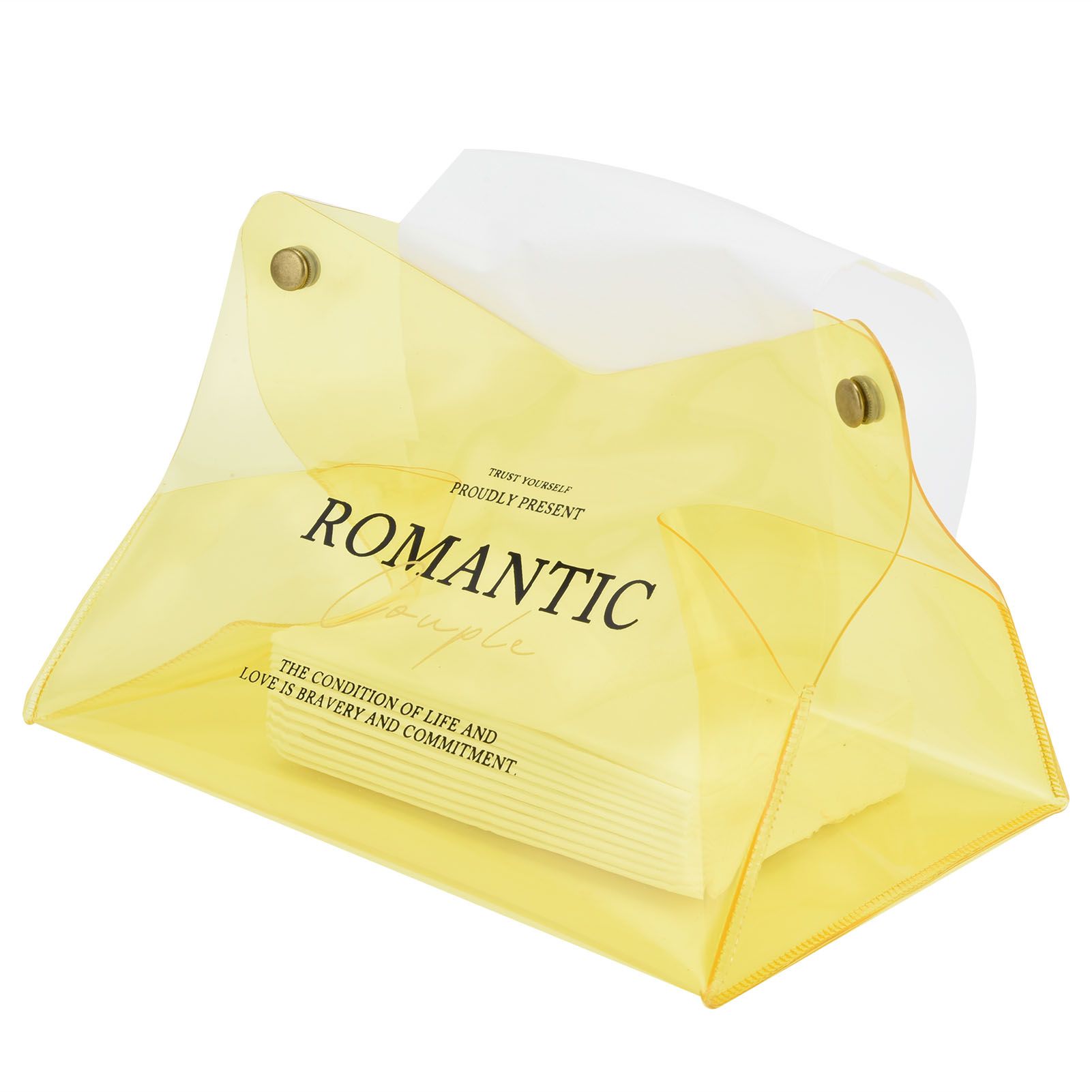 Tissue Container PVC Fashion Desktop Napkin Storage Case Box for Car Home Living RoomYellow - Image 2