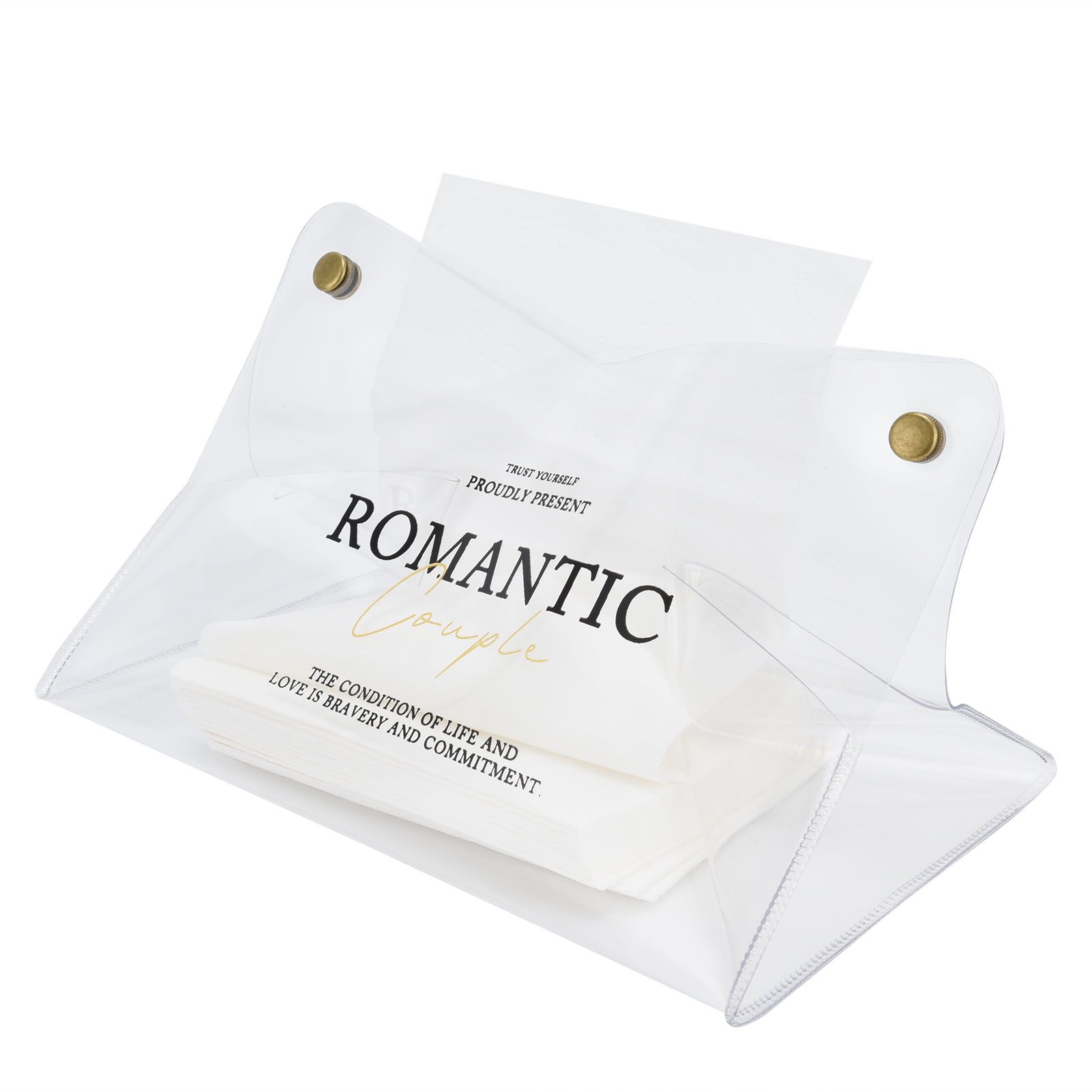 Tissue Container PVC Fashion Desktop Napkin Storage Case Box for Car Home Living RoomTransparent - Image 4