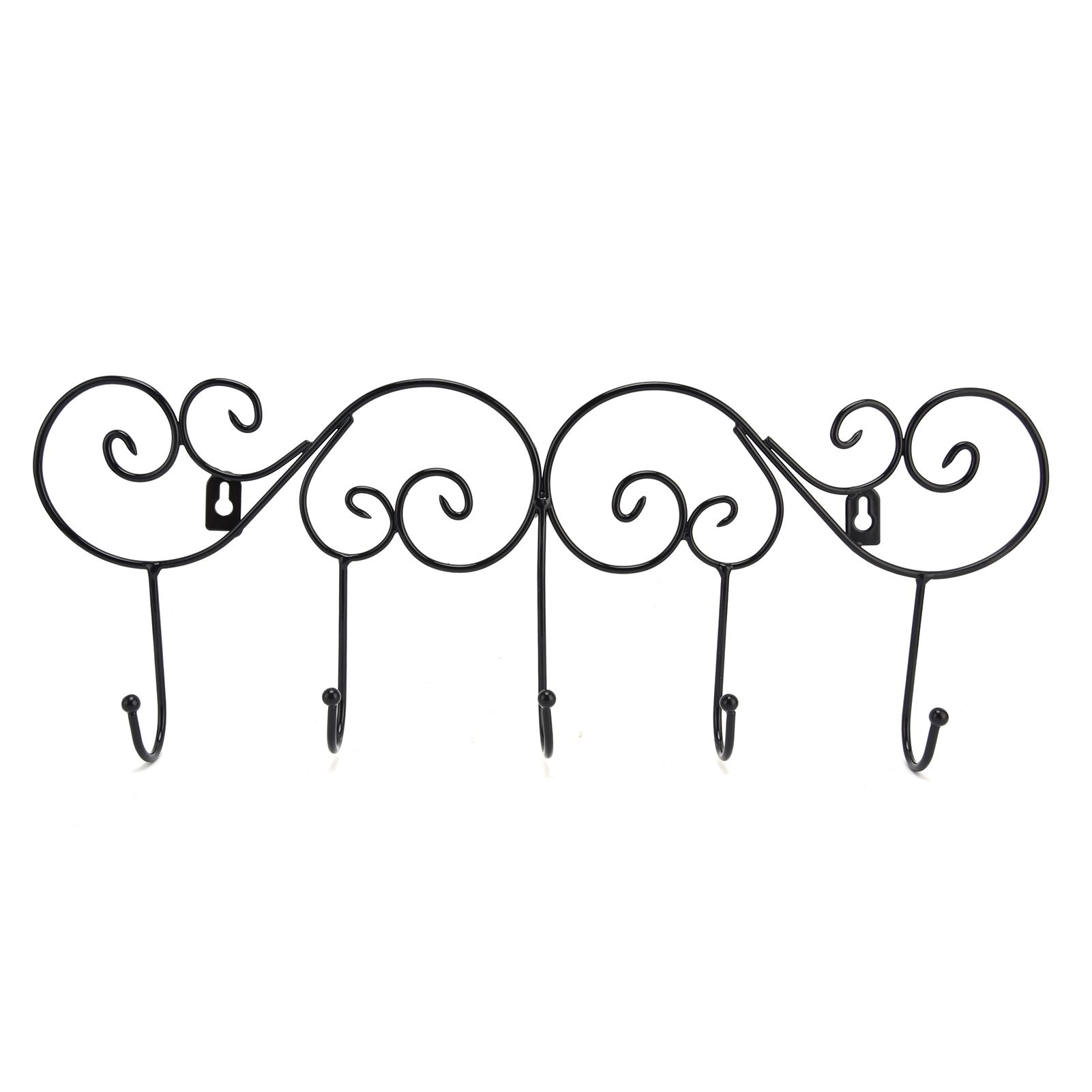 Coat Hook Hanging Door Wall Hanger Kitchen Bathroom Hanger with 5 Hook Bracket for Towel Clothes Hat - Image 1