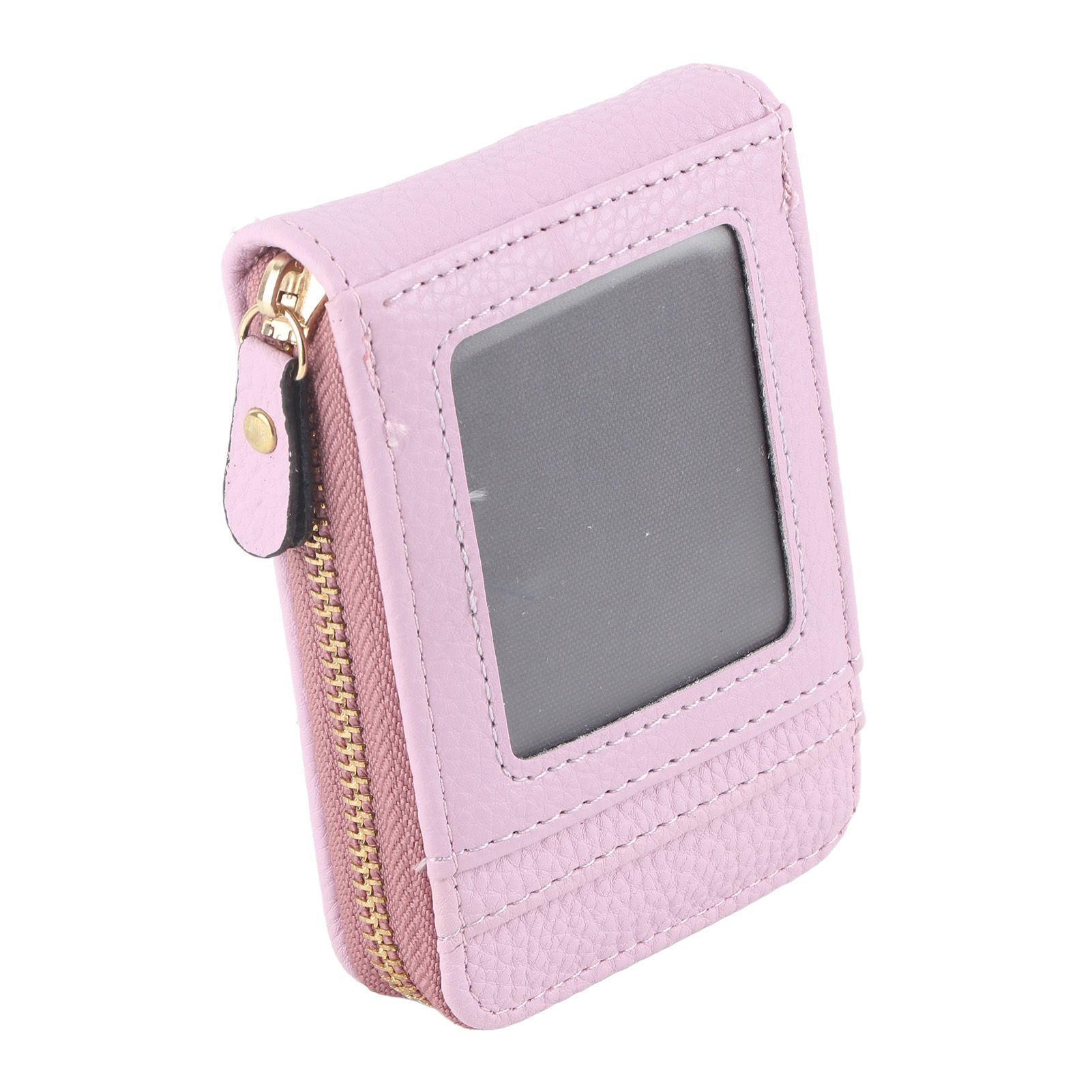 Credit Card Bag with Zipper Fashionable Mini Portable Antimagnetic ID Cards Holder Wallet PurseLight Purple - Image 1