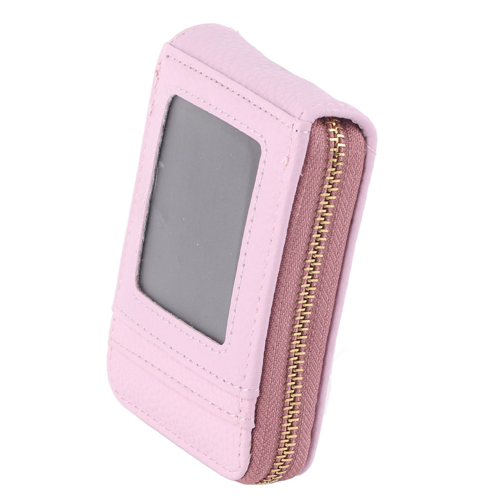 Credit Card Bag with Zipper Fashionable Mini Portable Antimagnetic ID Cards Holder Wallet PurseLight Purple - Image 2