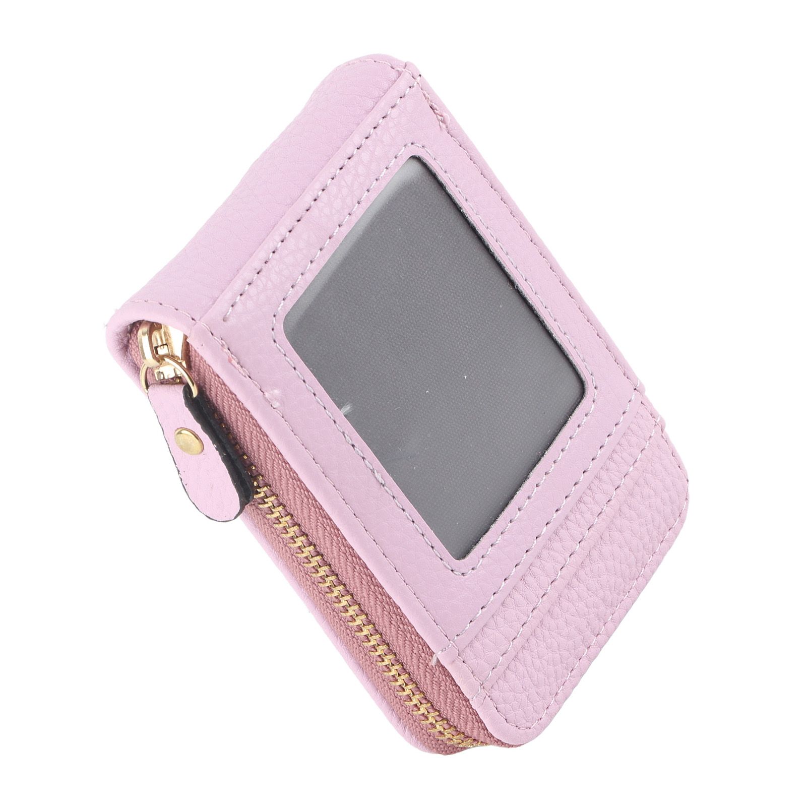 Credit Card Bag with Zipper Fashionable Mini Portable Antimagnetic ID Cards Holder Wallet PurseLight Purple - Image 4