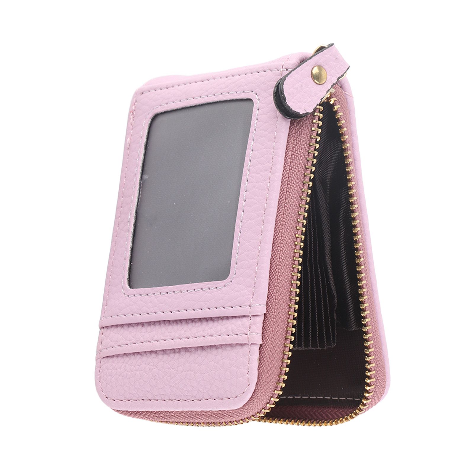 Credit Card Bag with Zipper Fashionable Mini Portable Antimagnetic ID Cards Holder Wallet PurseLight Purple - Image 5