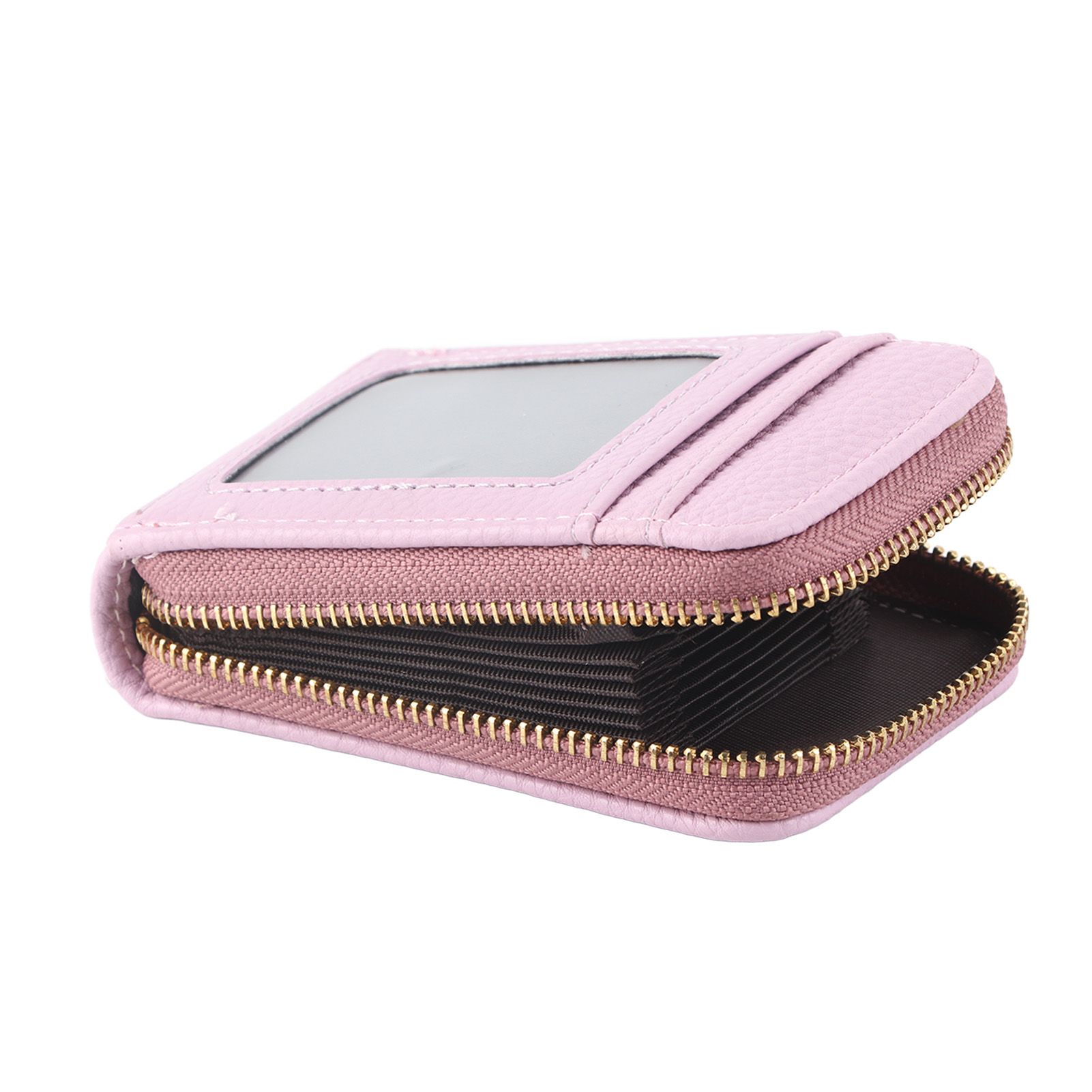 Credit Card Bag with Zipper Fashionable Mini Portable Antimagnetic ID Cards Holder Wallet PurseLight Purple - Image 8