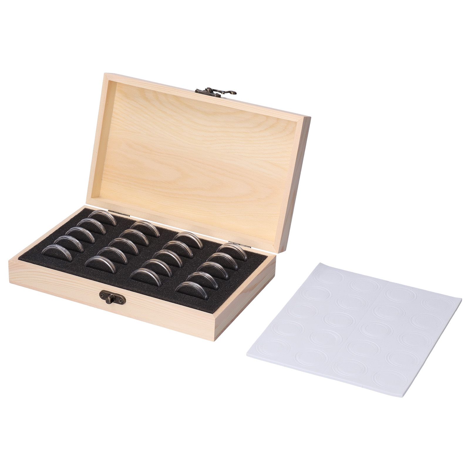 20 Grid Coin Collection Box Wooden Coin Protection Storage Box for Home Office Living Room - Image 1