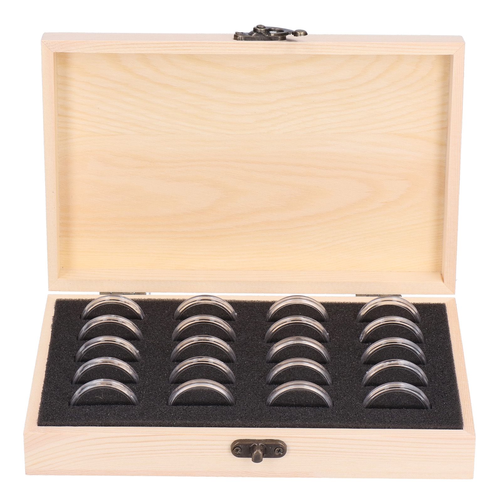20 Grid Coin Collection Box Wooden Coin Protection Storage Box for Home Office Living Room - Image 2