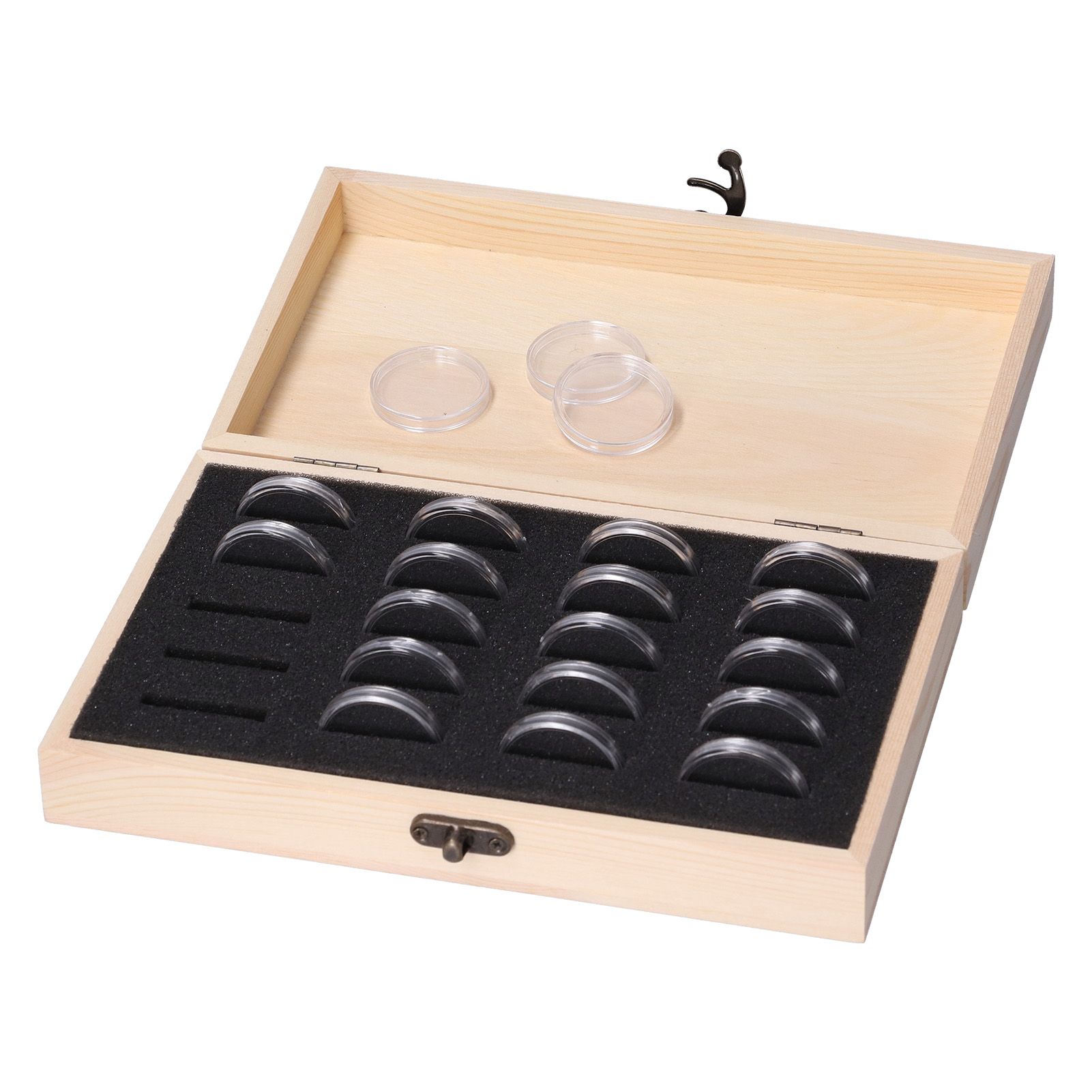 20 Grid Coin Collection Box Wooden Coin Protection Storage Box for Home Office Living Room - Image 3