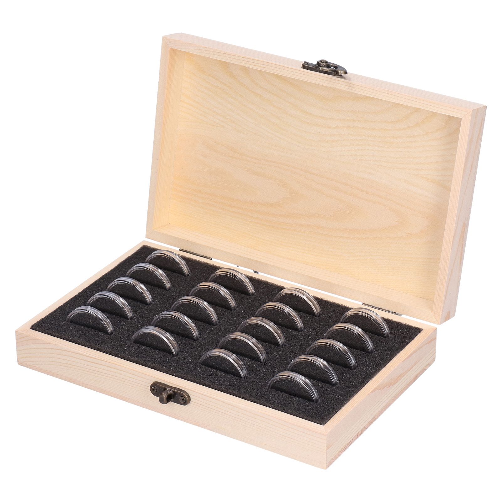 20 Grid Coin Collection Box Wooden Coin Protection Storage Box for Home Office Living Room - Image 5
