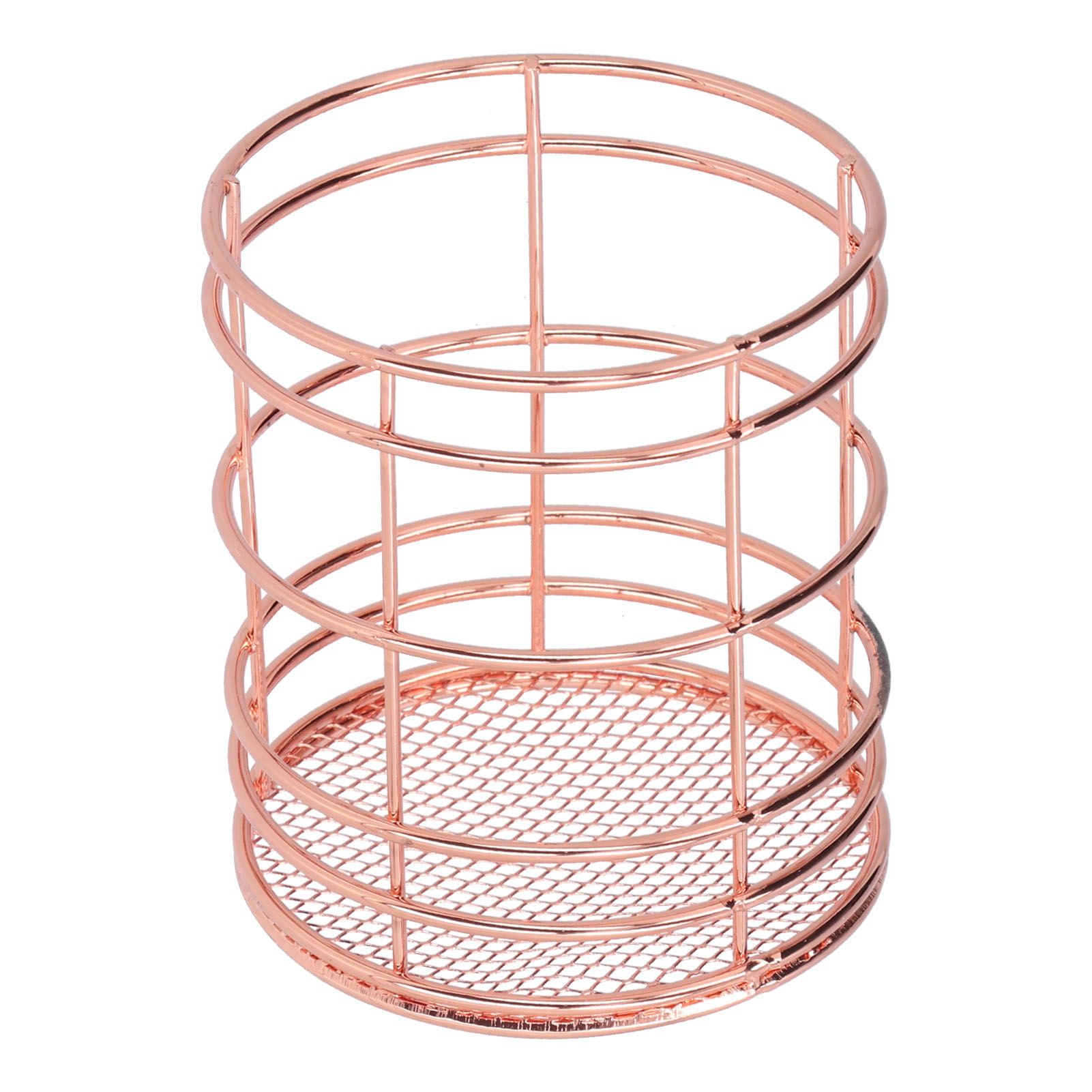 Round Hollow Chopstick Cage Multifunctional Desktop Pen Holder Organizer for Home KitchenRose Gold (J13454CP) - Image 1